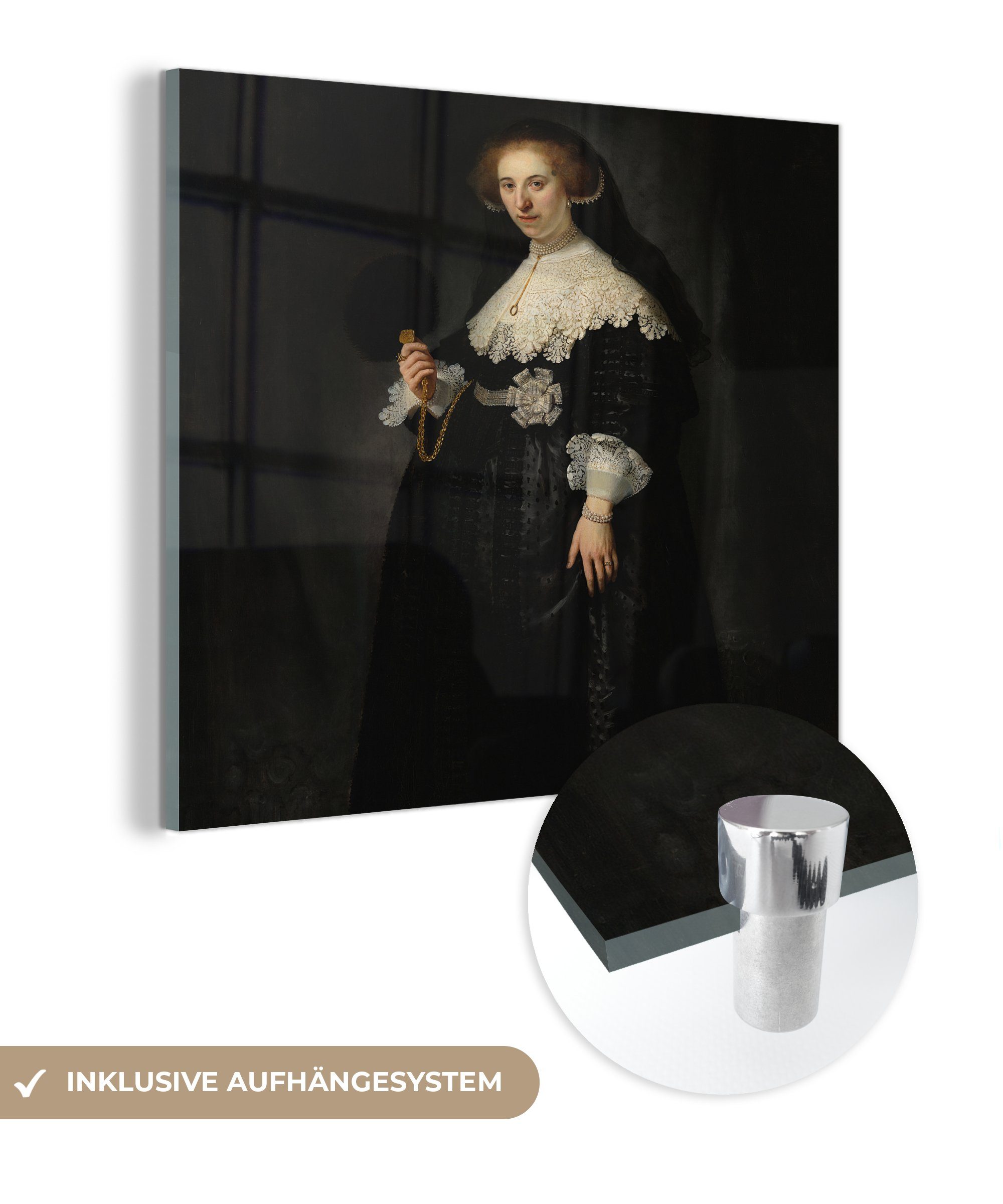 MuchoWow Acrylglasbild Das Eheporträt von bunt Bilder St), Wanddekoration - auf Rijn, Glas Coppit - auf van - Rembrandt Wandbild Oopjen Glas Glasbilder Foto - (1