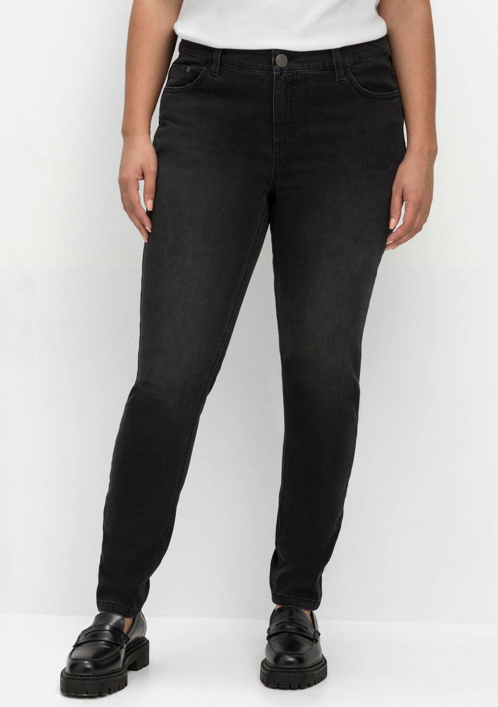 Sheego Bequeme Jeans Stretch-Jeans normal für sehr schmale Beine und mehr Bauch
