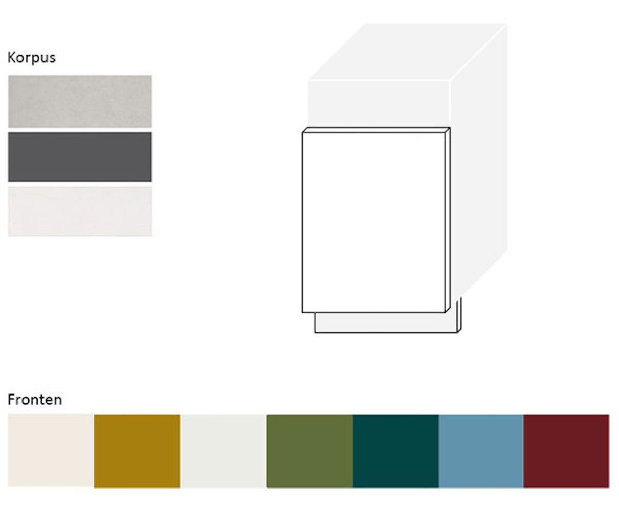 Sockelfarbe matt und 3004 Front- Feldmann-Wohnen purpurrot RAL 45cm teilintegriert wählbar Sockelblende Rimini,