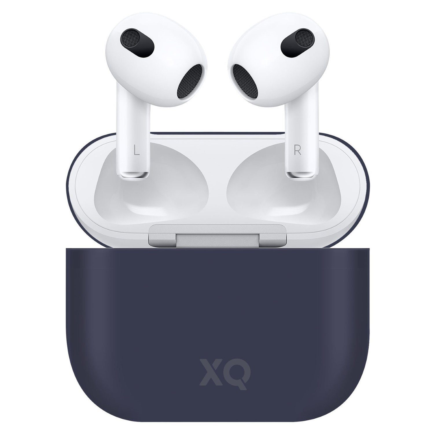XQISIT Etui Silikon Skin Case Cover Schutz-Hülle Blau Headset (passend für Ladecase Apple AirPods 3 Bluetooth Ohrhörer Kopfhörer)