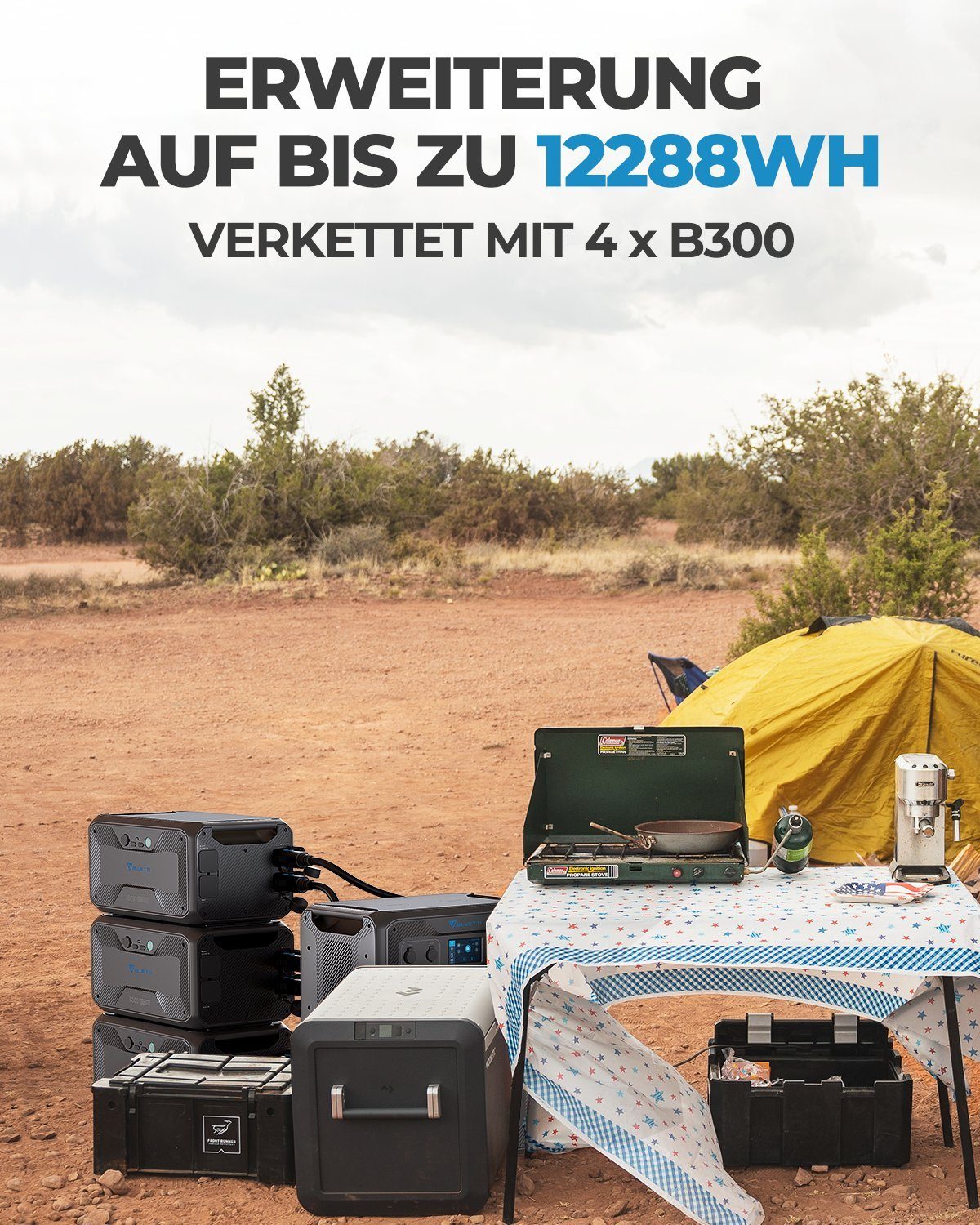 BLUETTI Batterie-Backup Stromerzeuger LiFePO4 AC300+B300, 3072 Wh (1-tlg),