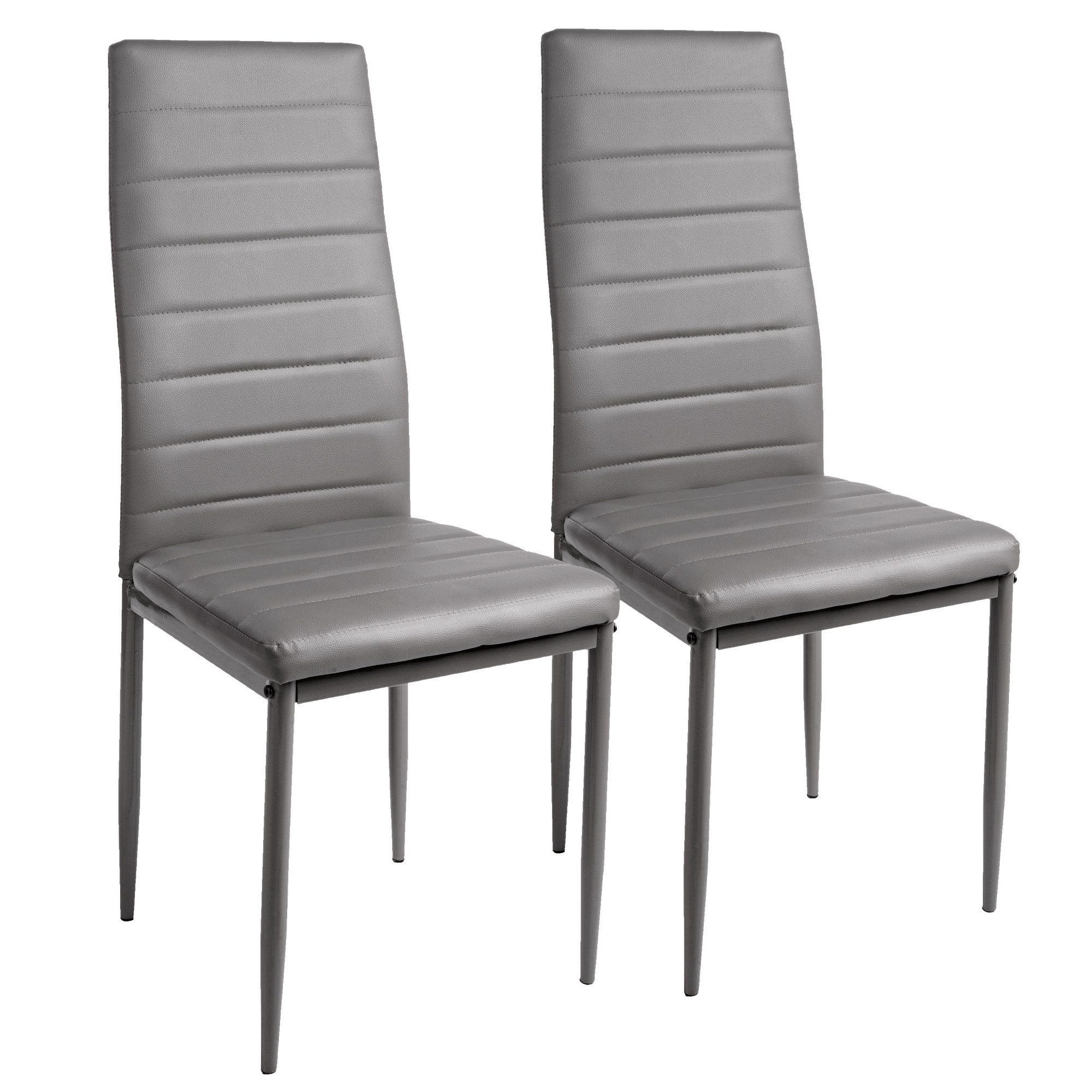 TRISENS Esszimmerstuhl Gabi (2, 4, 6 Stühle nach der Wahl, 2 St), Küchenstuhl mit abgestepptem Bezug in Lederoptik mit Metallbeinen Grau