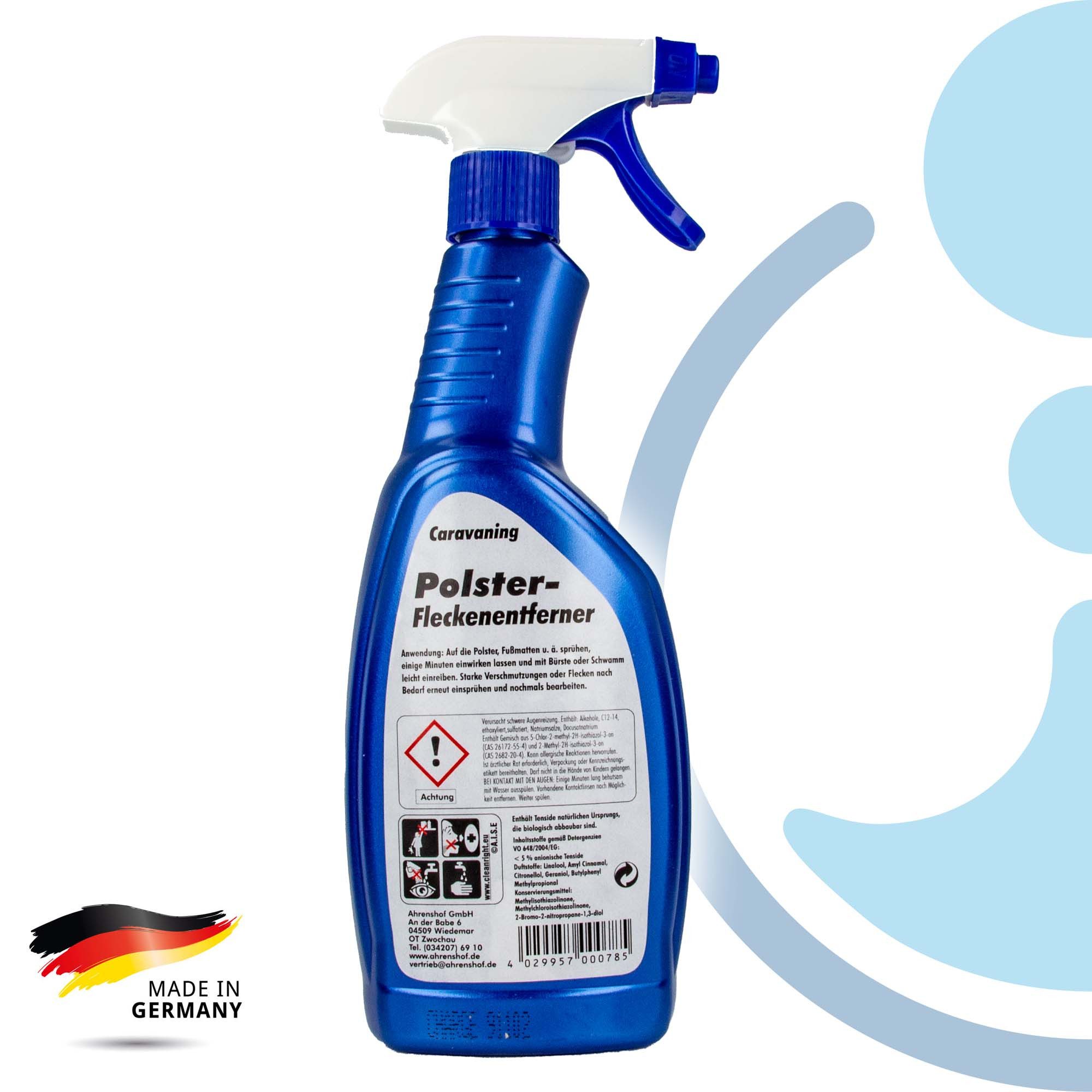 Ahrenshof Caravaning Polsterfleckentferner - 750 ml, Wohnwagen- mobile, Boote Auto-Reinigungsmittel