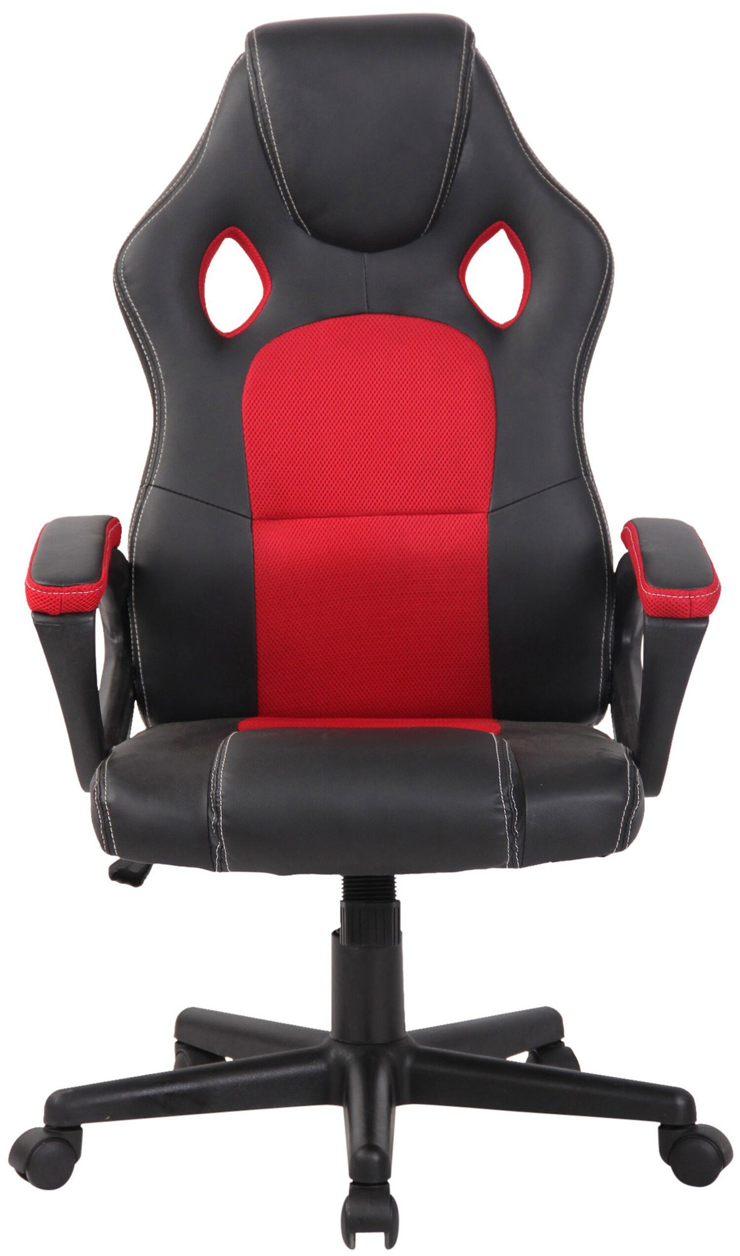 schwarz rot - - Sitzfläche: bequemer (Schreibtischstuhl, Gaming-Stuhl mit Gamingstuhl, Chefsessel), TPFLiving und Rückenlehne Kunstleder höhenverstellbar Racingstuhl, Drehstuhl, 360° Gestell: Kunststoff drehbar First
