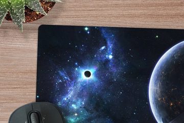 MuchoWow Gaming Mauspad Buntes Bild der Milchstraße mit Planeten (1-St), Mousepad mit Rutschfester Unterseite, Gaming, 40x40 cm, XXL, Großes