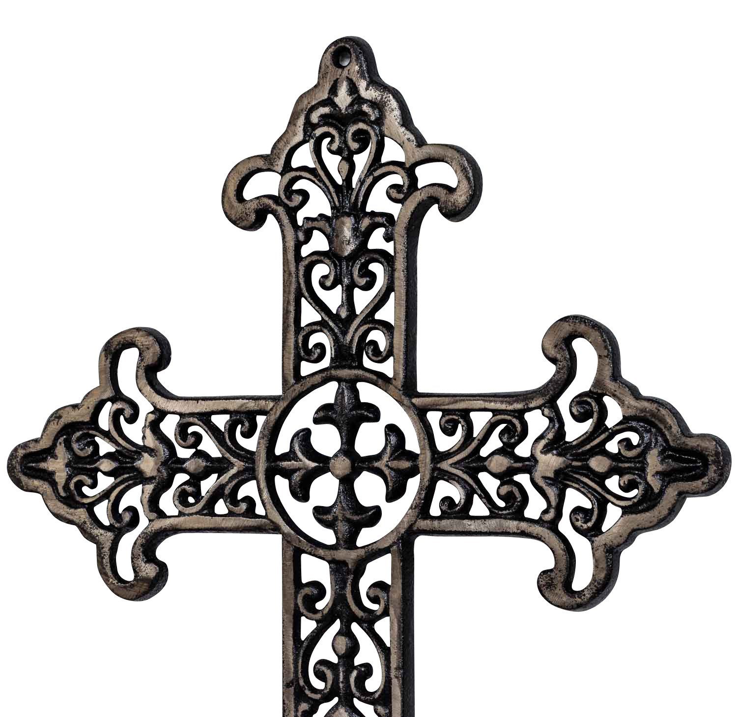 Aubaho Dekoobjekt Wandkreuz Kreuz Kruzifix 44cm Eisen Antik-Stil