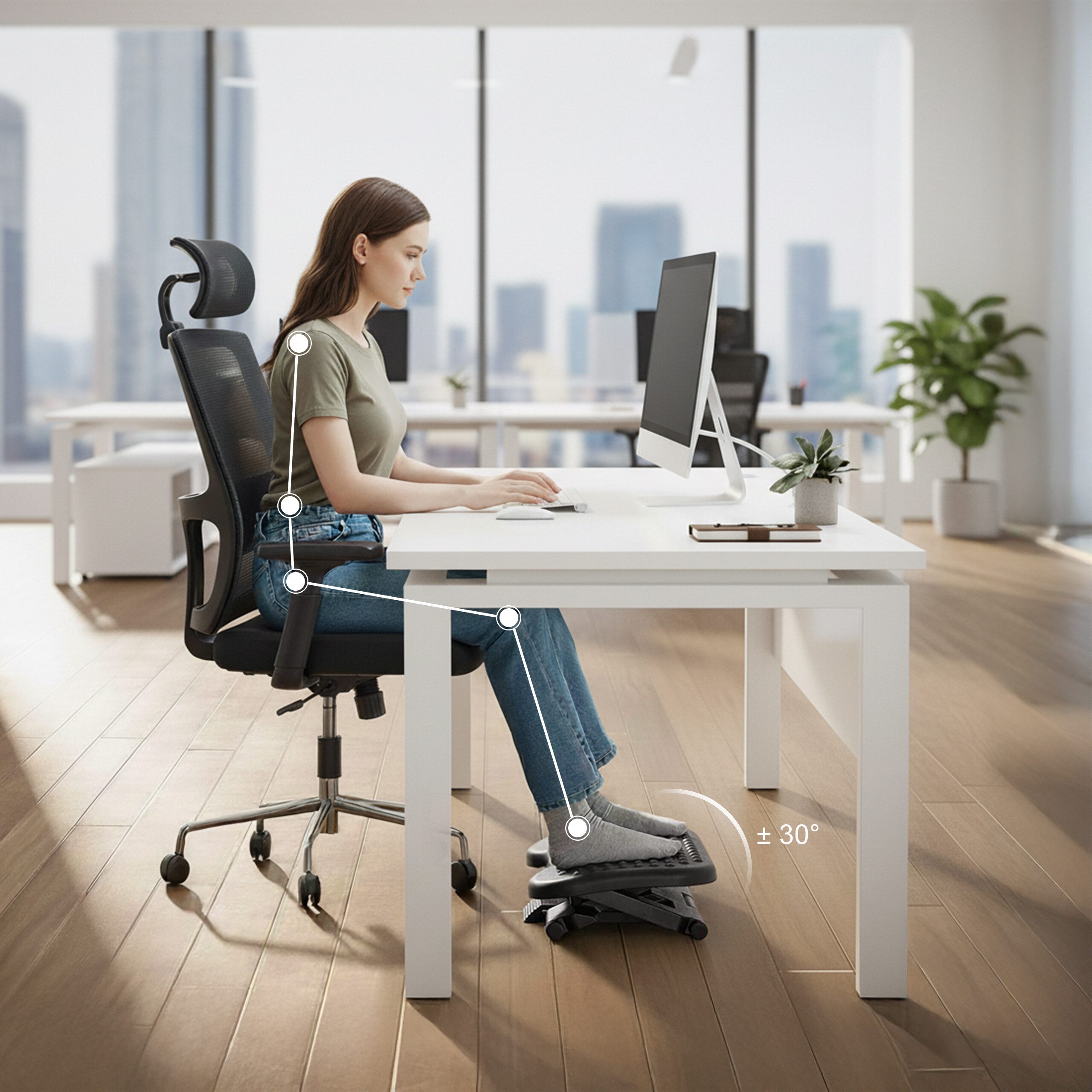 relaxdays Fußstütze Verstellbare Fußstütze Schreibtisch