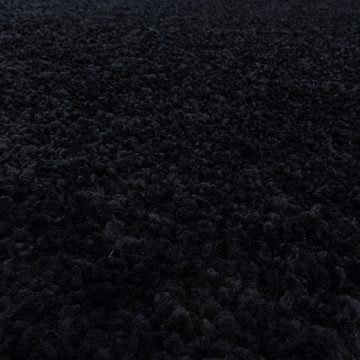 Teppich Unicolor - Einfarbig, Teppium, Rechteckig, Höhe: 30 mm, Teppich Wohnzimmer Shaggy Einfarbig Schwarz Modern Flauschig Weiche