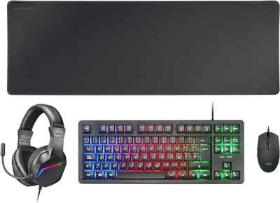 MARSGAMING MCP-RGB3, Pack Gaming Fixed RGB Tastatur- und Maus-Set, 3200 DPI + Headset Over-Ear RGB + XXL Mousepad, spanische Sprache