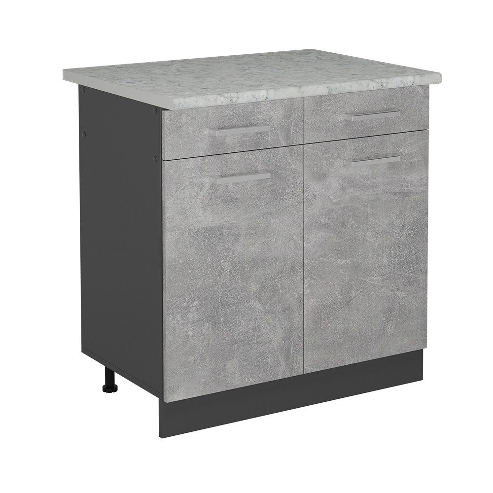 Vicco Unterschrank R-Line, Beton/Anthrazit, 80 cm AP Marmor (1-St)