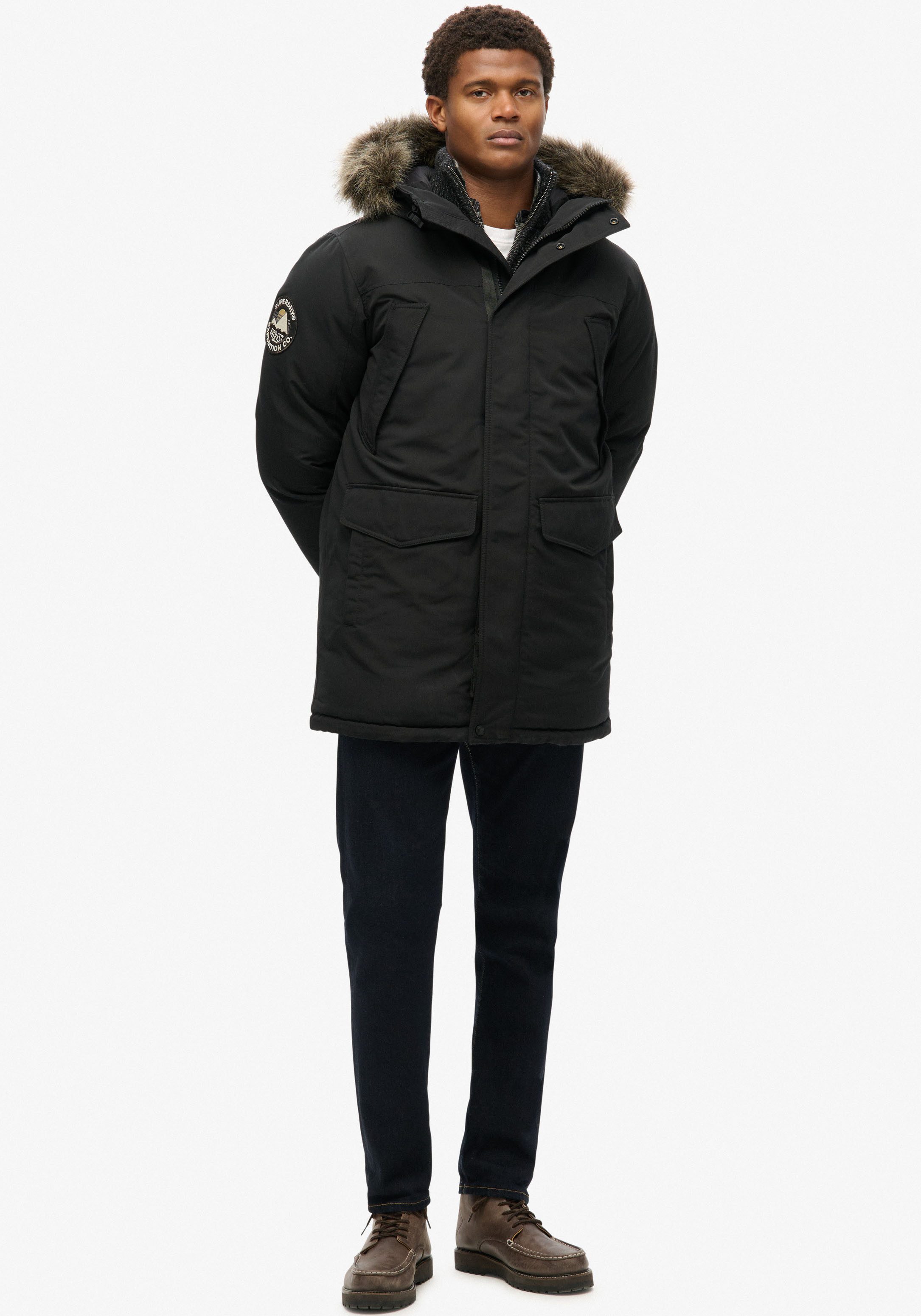 Superdry Parka EVEREST FAUX FUR PARKA JACKET Kunstfaser, loose fit