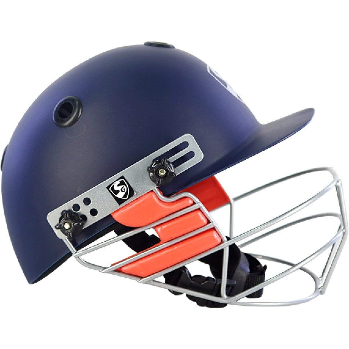 SG Allroundhelm Optipro Cricket Helm – Schutzhelm mit Stahlgitter (Cricket Helm, 1 Stück, Größe XL, Navy Blau)