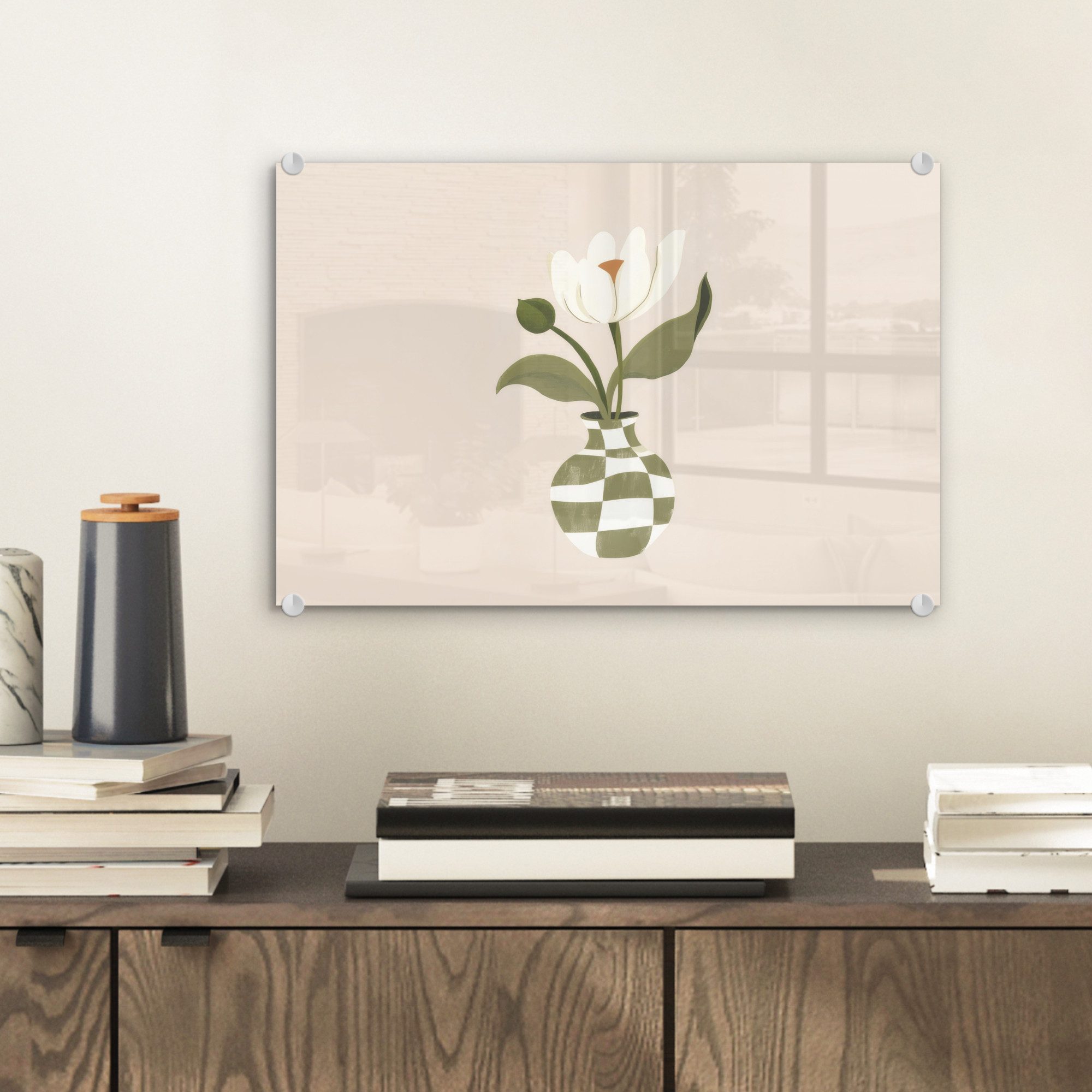 MuchoWow Acrylglasbild Vase - Kariert - günstig online kaufen