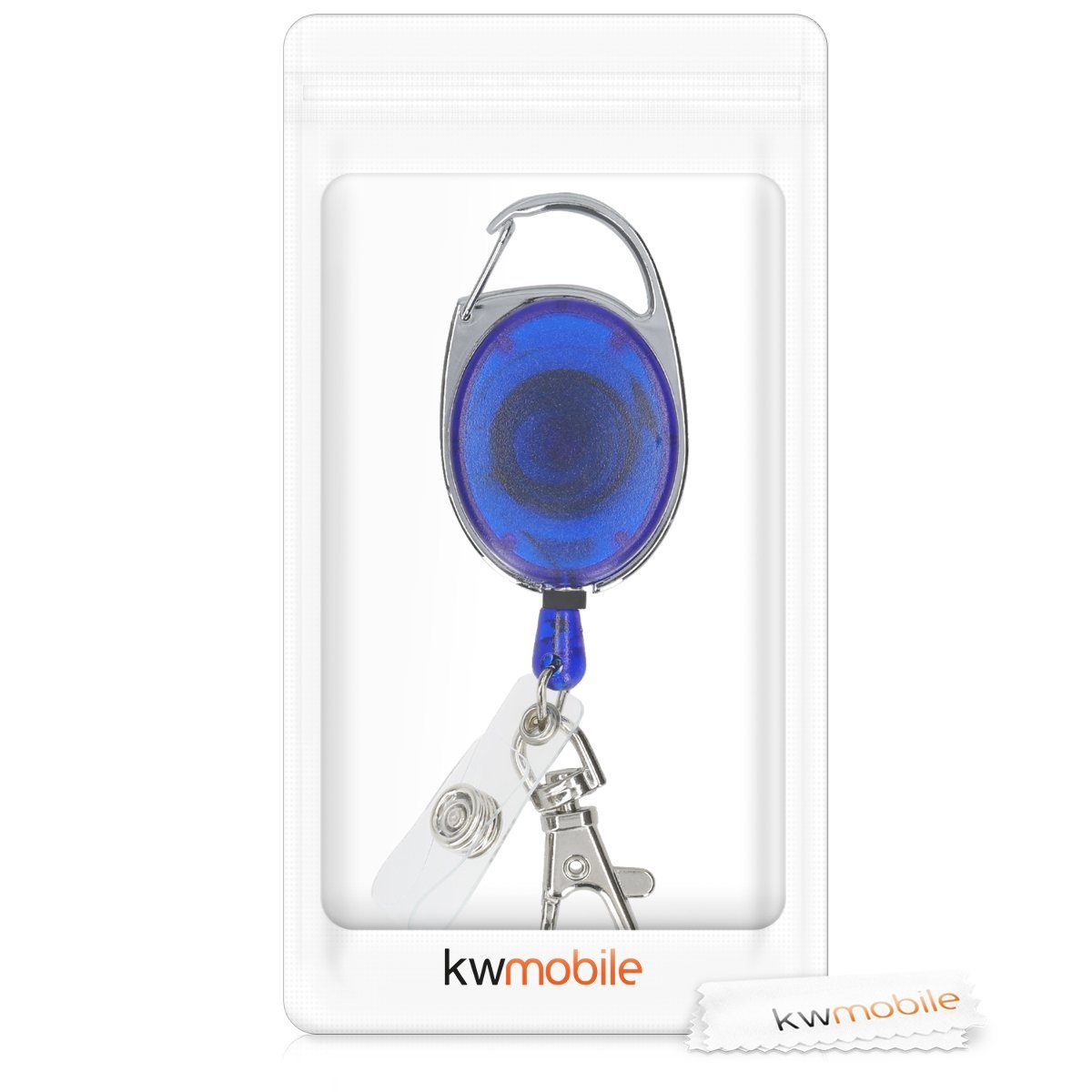 kwmobile Schlüsselanhänger Kartenhalter Jojo 2x ausziehbar - Blau Clip Ausweis Schlüsselanhänger mit 