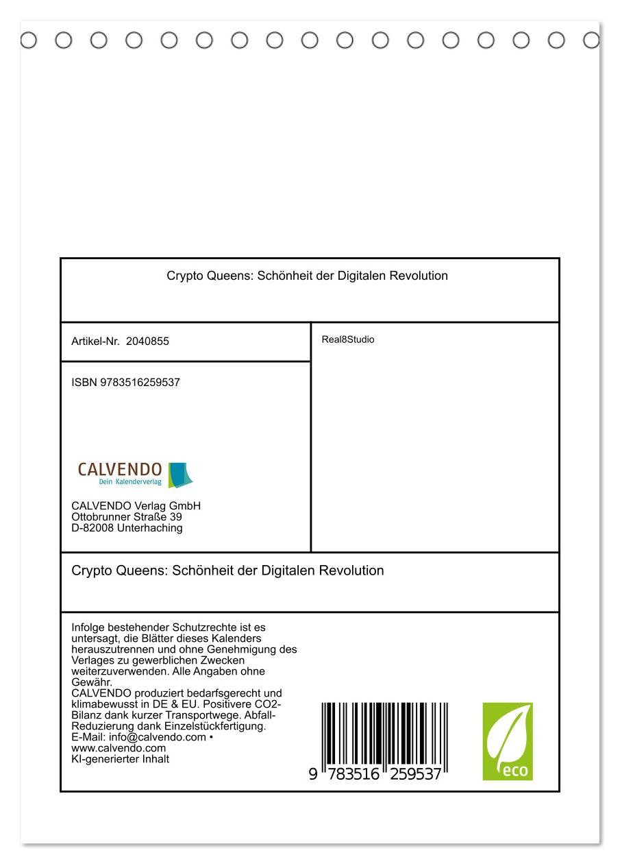 CALVENDO Wandkalender Crypto Queens: Schönheit der Digitalen Revolution (Tischkalender 2026