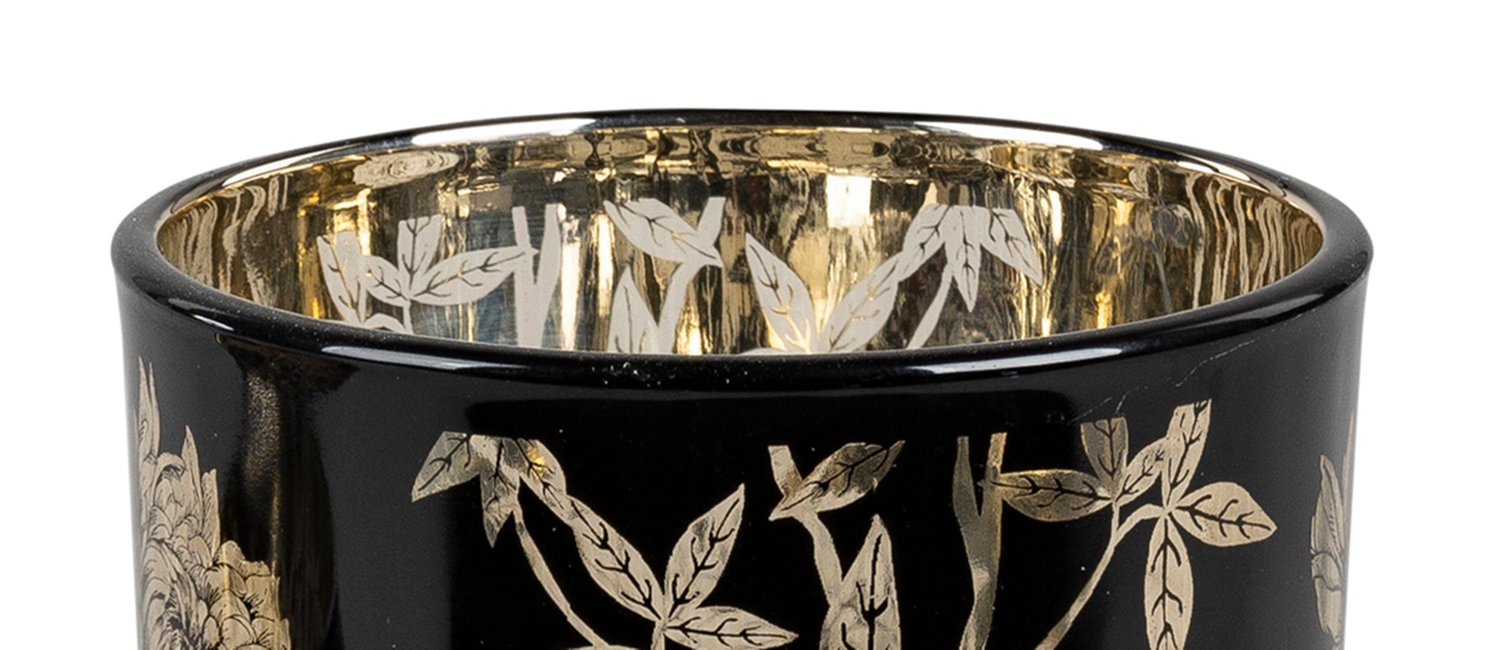 Teelichthalter Windlicht dekojohnson schwarz gold Windlichtglas 13cm