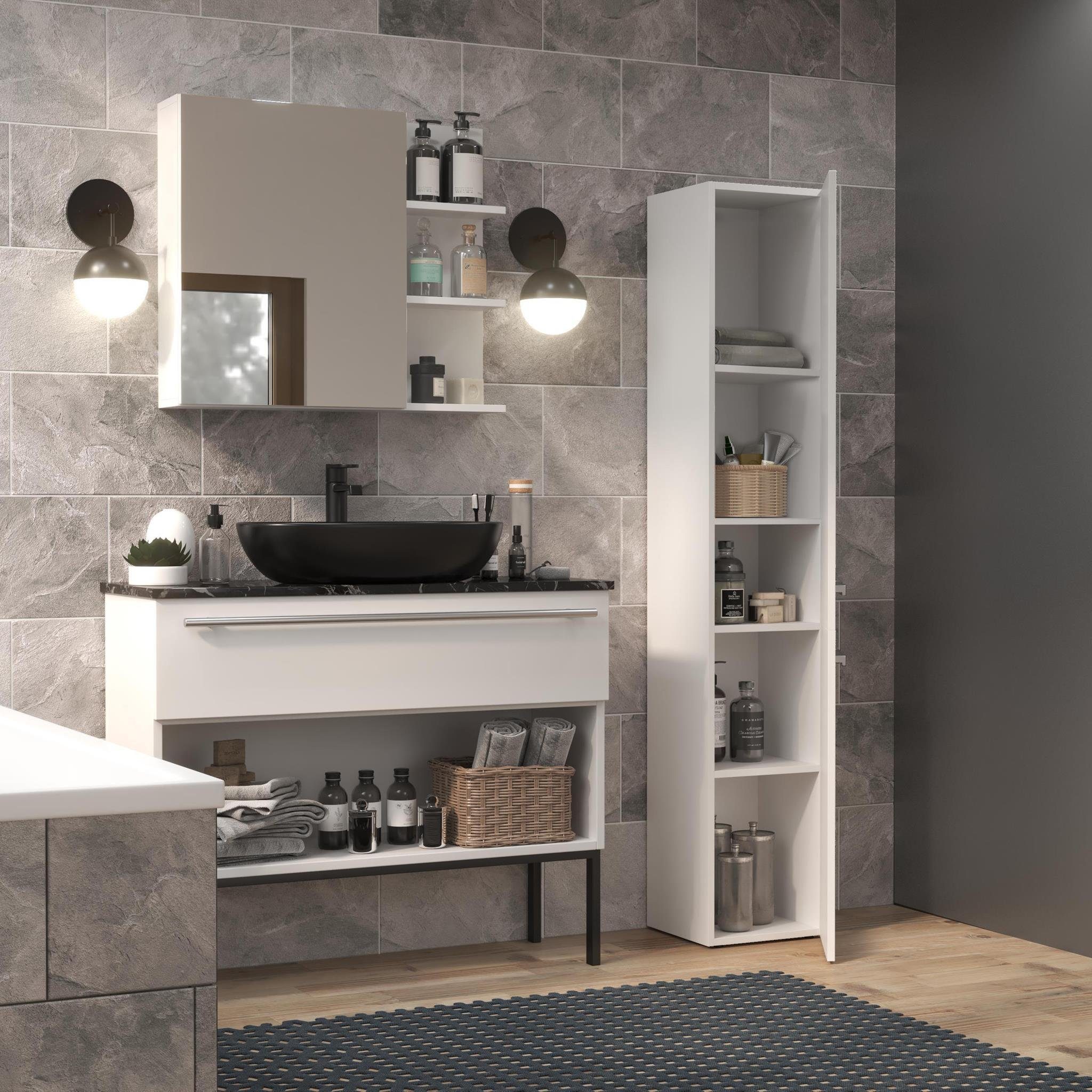 Beautysofa Hochschrank Nelson II (Badezimmerschrank mit Griffe) günstig online kaufen