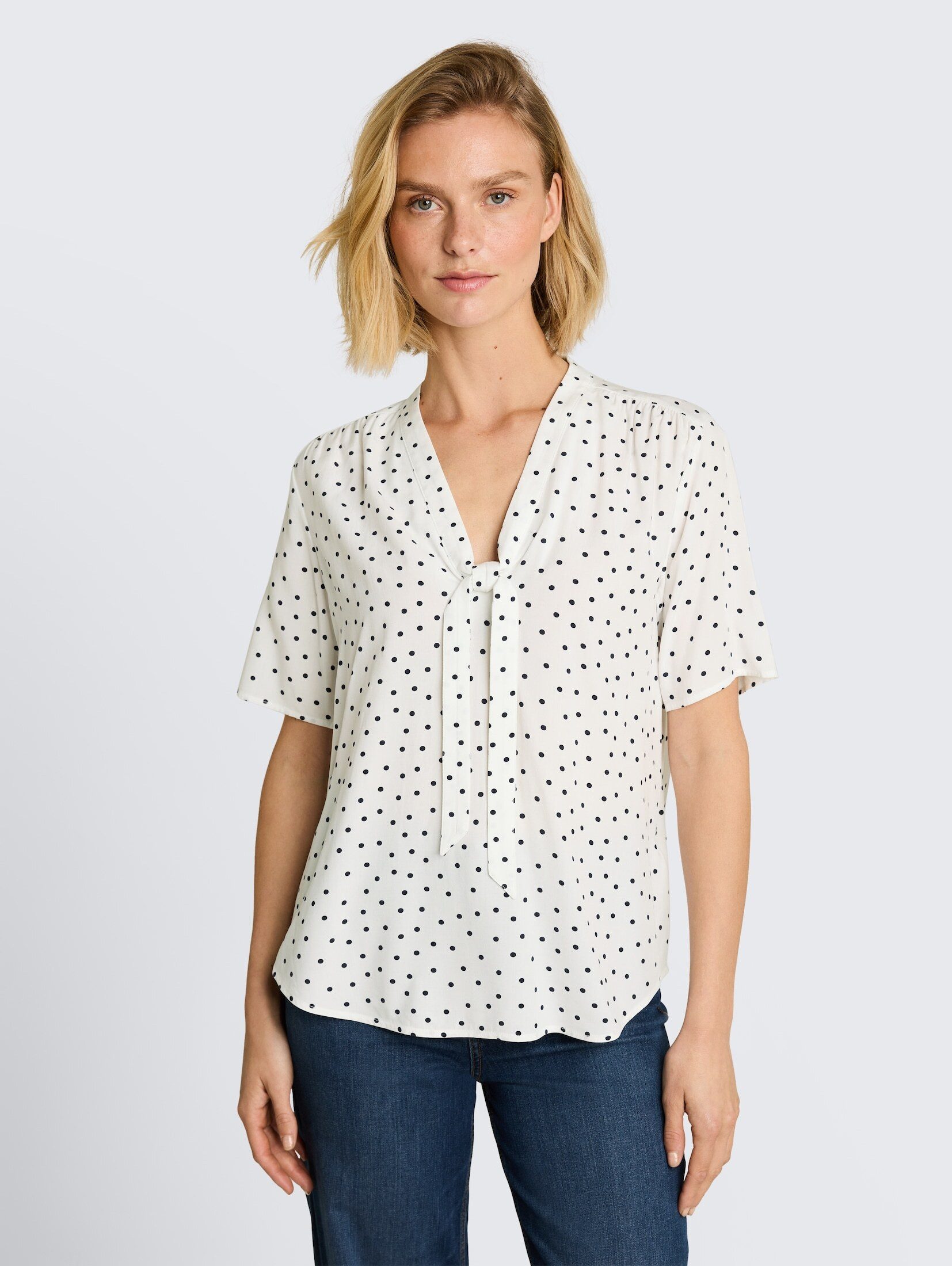 TOM TAILOR Kurzarmbluse Blusen & Shirts Bluse mit Punktemuster