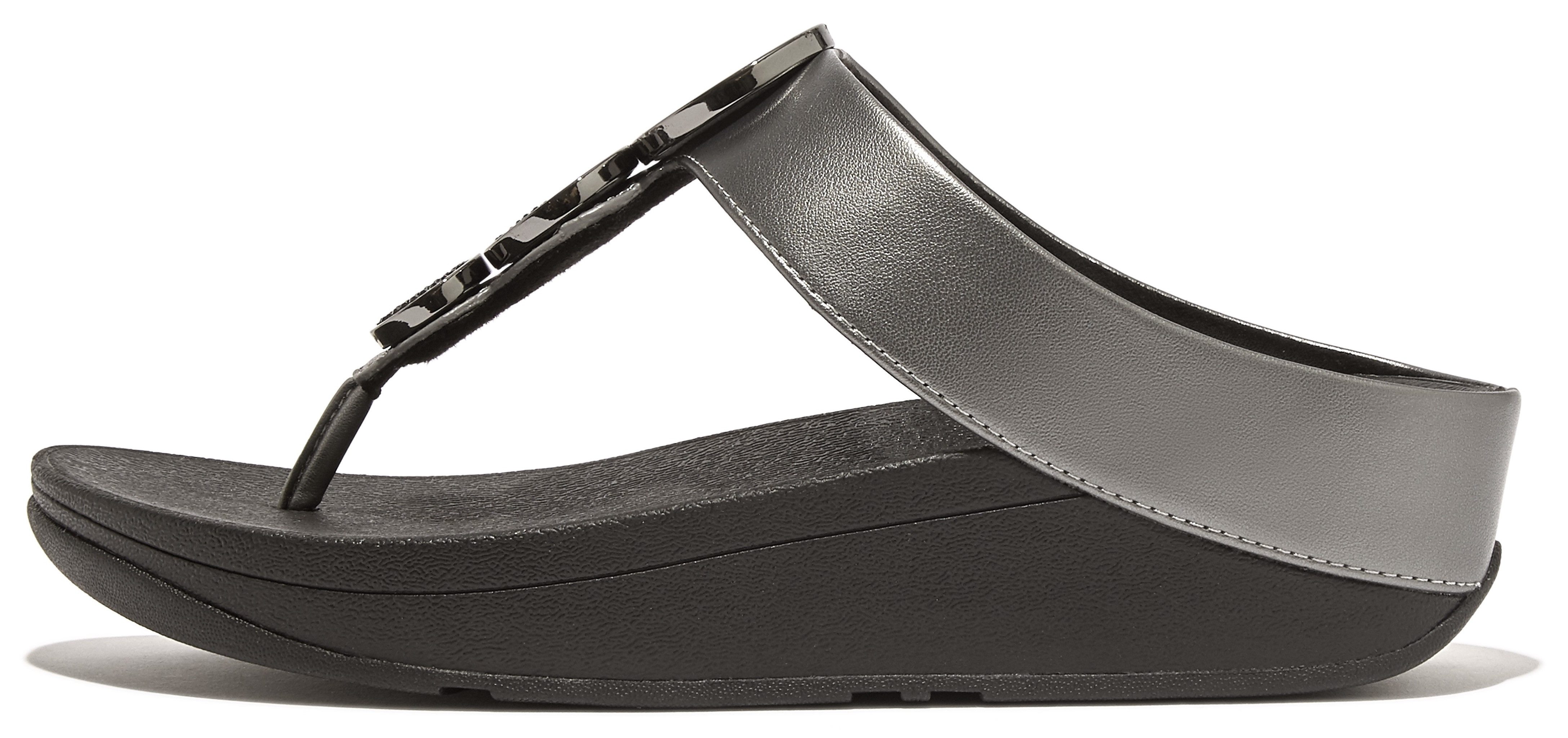 Fitflop HALO BEAD-CIRCLE METALLIC TOE-POST SANDALS Dianette Pool Slides, Pantolette mit dämpfender Zwischensohlentechnologie