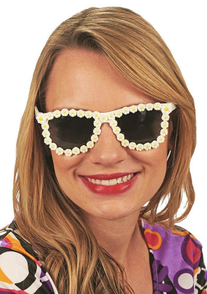 andrea-moden Kostüm Hippie Brille mit Daisy Blumen