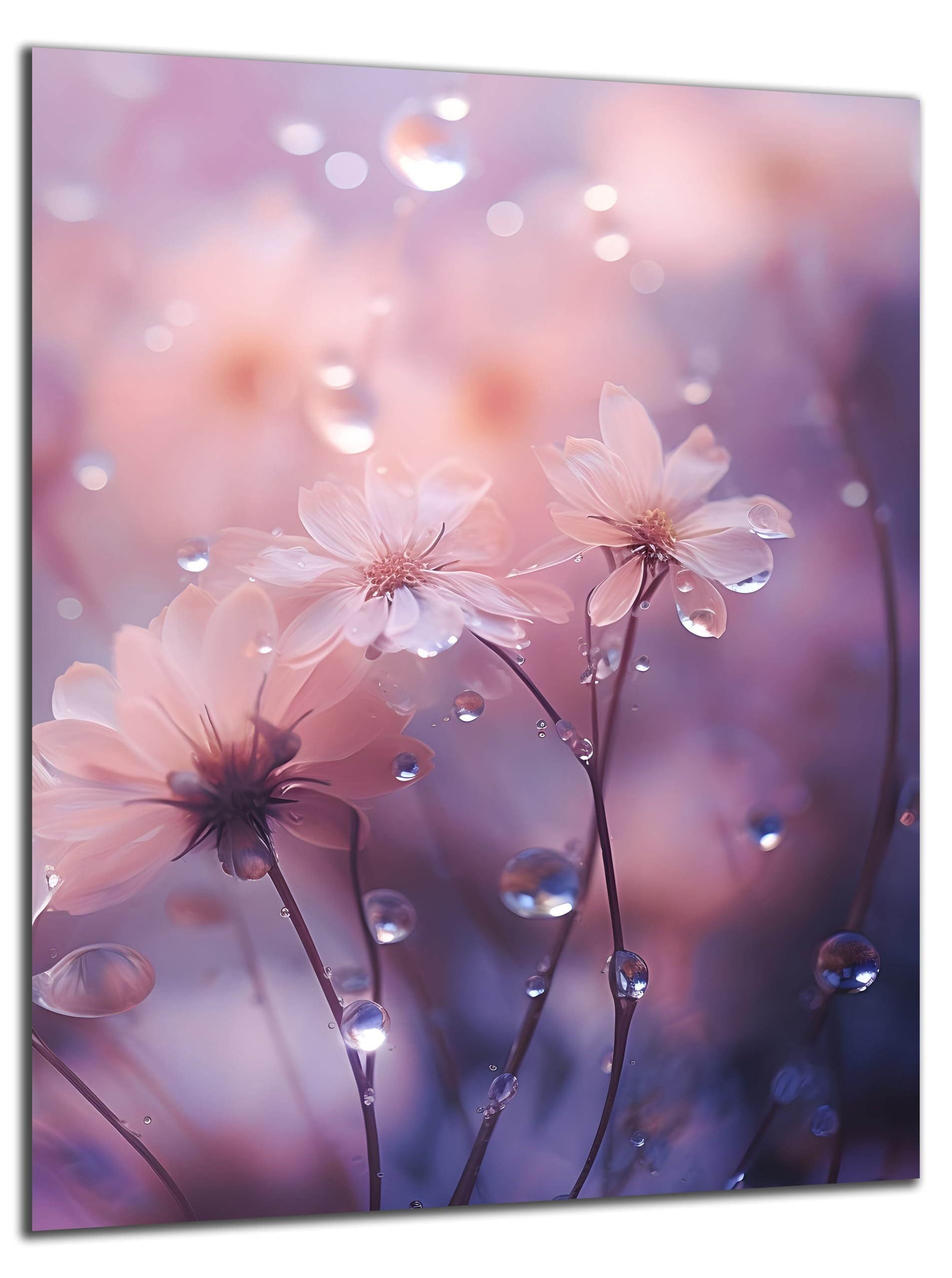 DARO Design Wandbild Abstrakte Motive Wandbilder Wand Deko Bilder Modern Leinwandbild, (lila Blumen - Bild klein Wohnzimmer Schlafzimmer Büro Flur Esszimmer Einteilig Querformat Fotodruck Abstrakter Mix), 30x20 cm