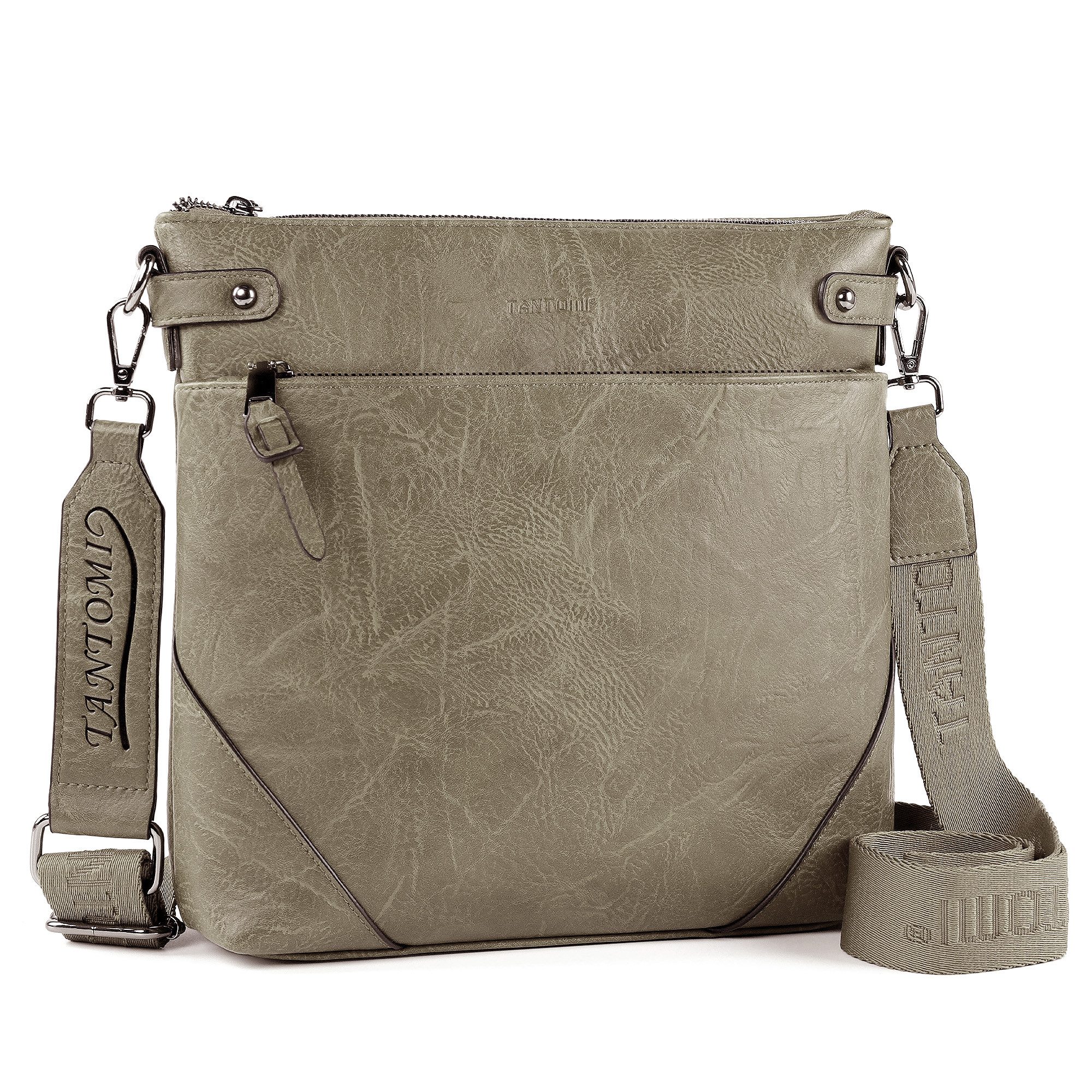 Umhängetasche Damen Schultertasche Mittelgroß mit Vielen Fächern Freizeit leicht