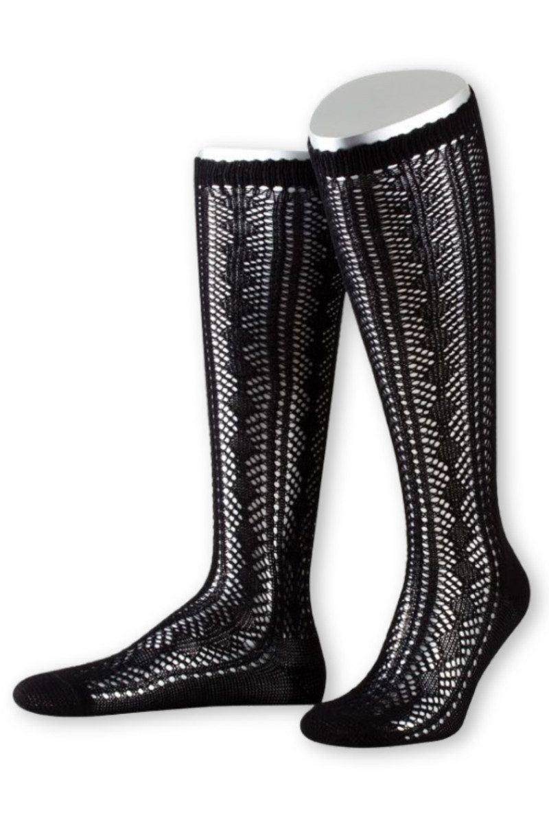 Trachtensocken Trachtenstrümpfe Damen - L370 - bordeaux, schwarz, weiß