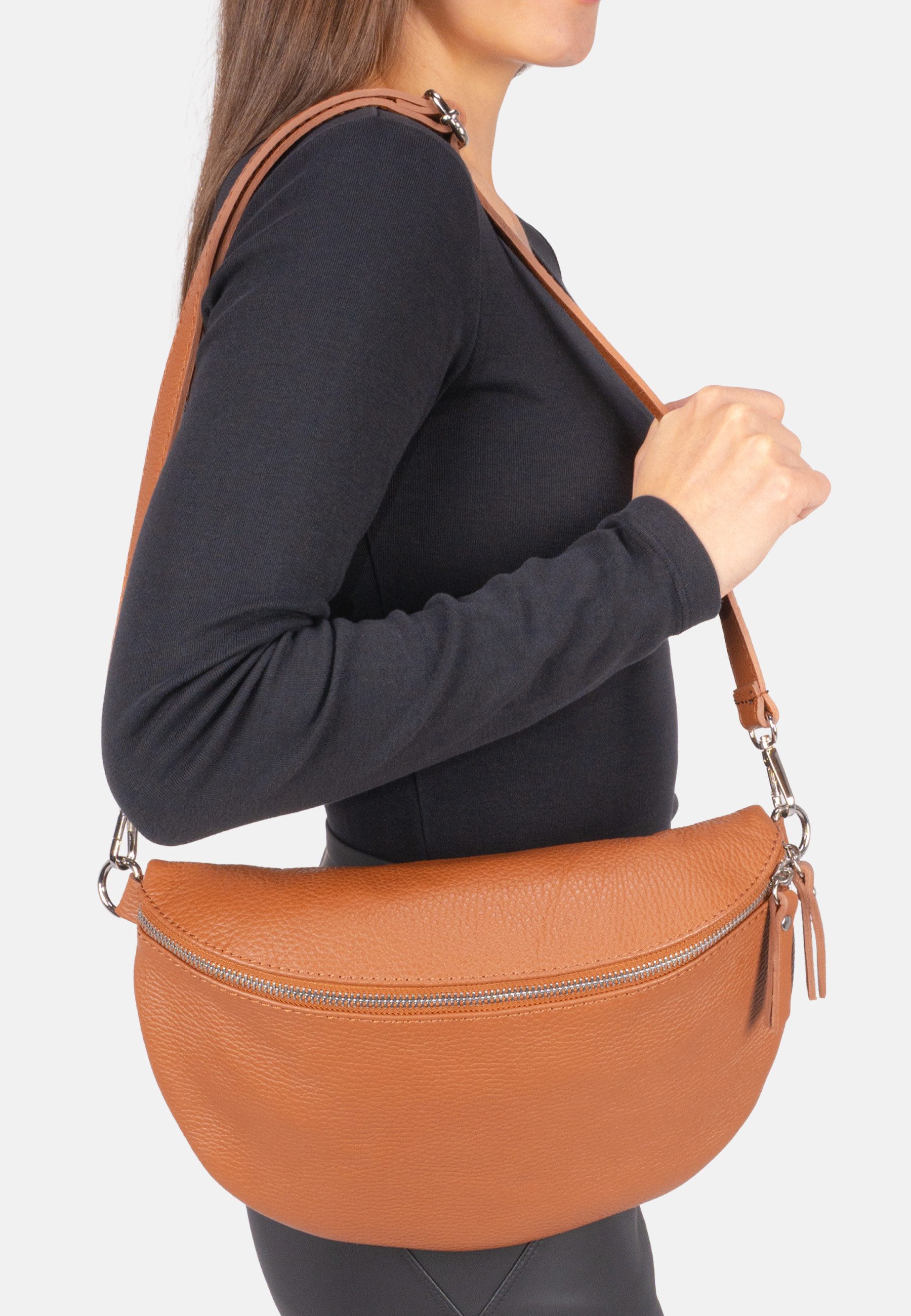 Seasons of April Gürteltasche Crossbody Bag Jaime, Große Schultertasche Umhängetasche aus 100% Leder mit breitem Gurt