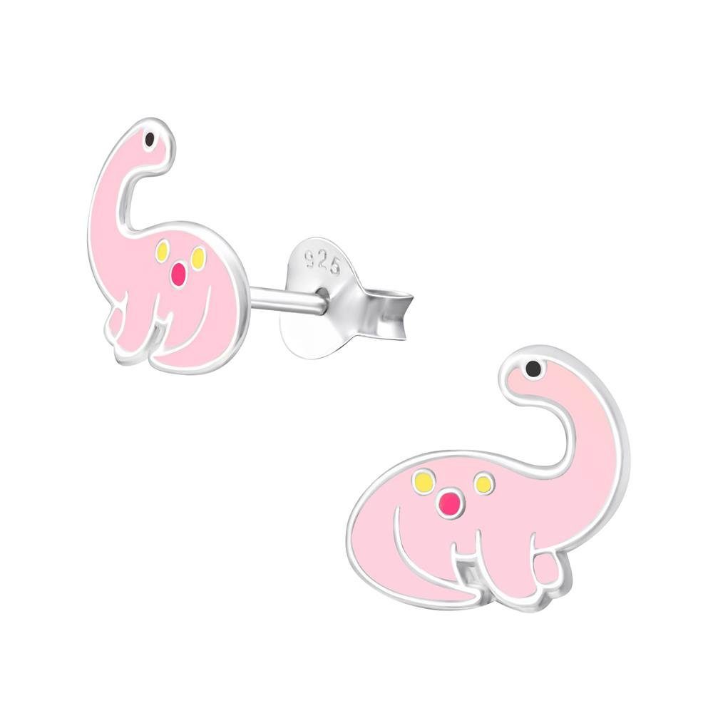 Ohrschmuck aus 2-tlg), Ohrstecker BUNGSA rosa Silber Paar Stück), (2 Ohrringe 925 Dinosaurier (1 Ohrring-Set Kinder