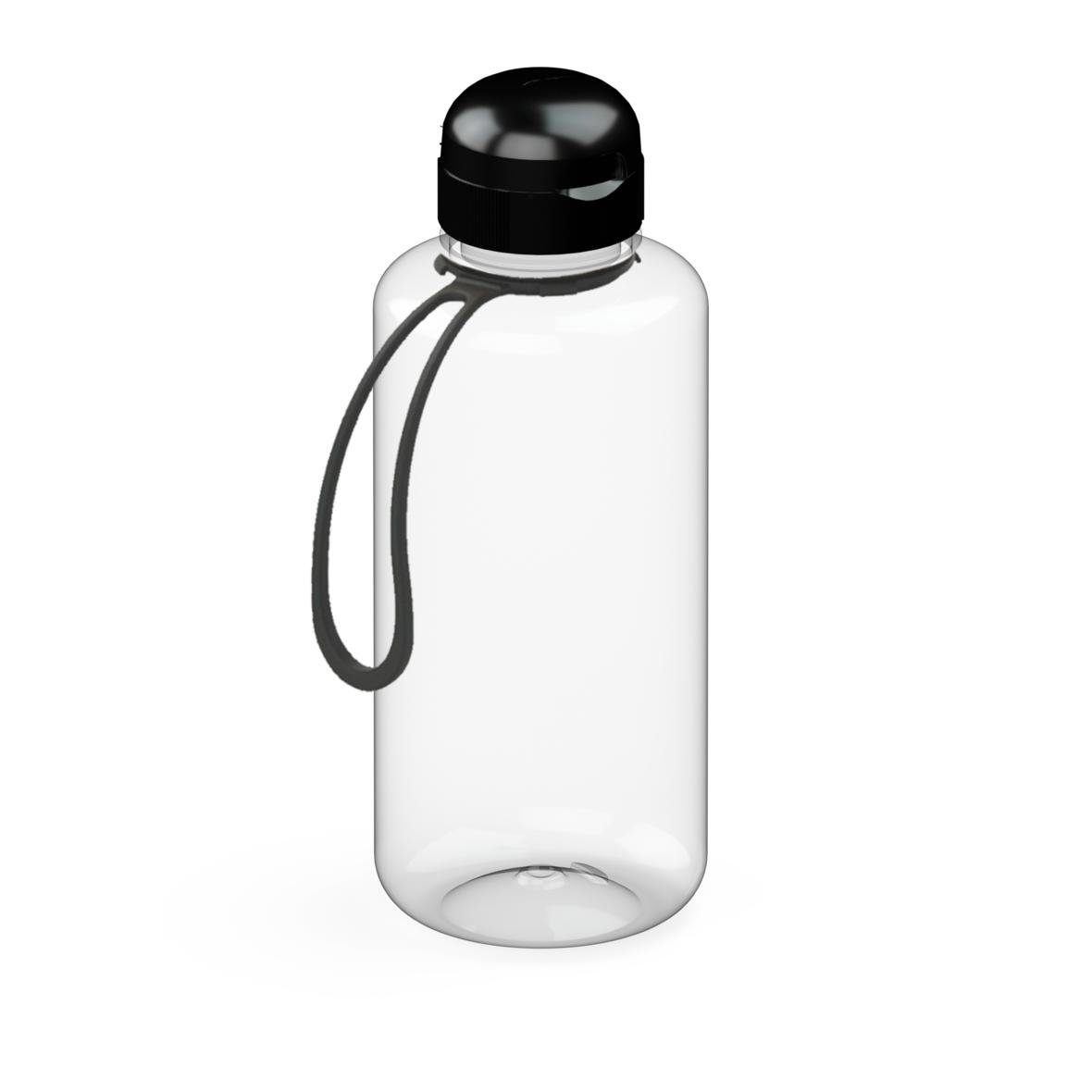 elasto Trinkflasche 1 L Wasserflasche "Sports" Tritanflasche mit Trägerband, Made in Germany, Geschmacksneutral, Robust, Sportflasche, Tritan