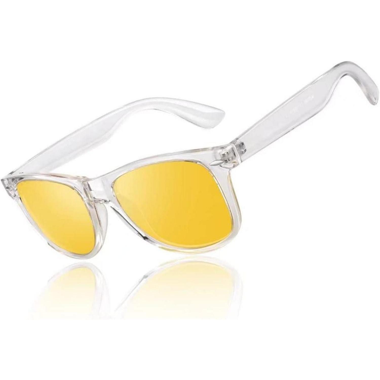 LuxusKollektion Retrosonnenbrille Sonnenbrille Polarisiert 1 Transparent Rahmen Gelb Nachtfahrglas