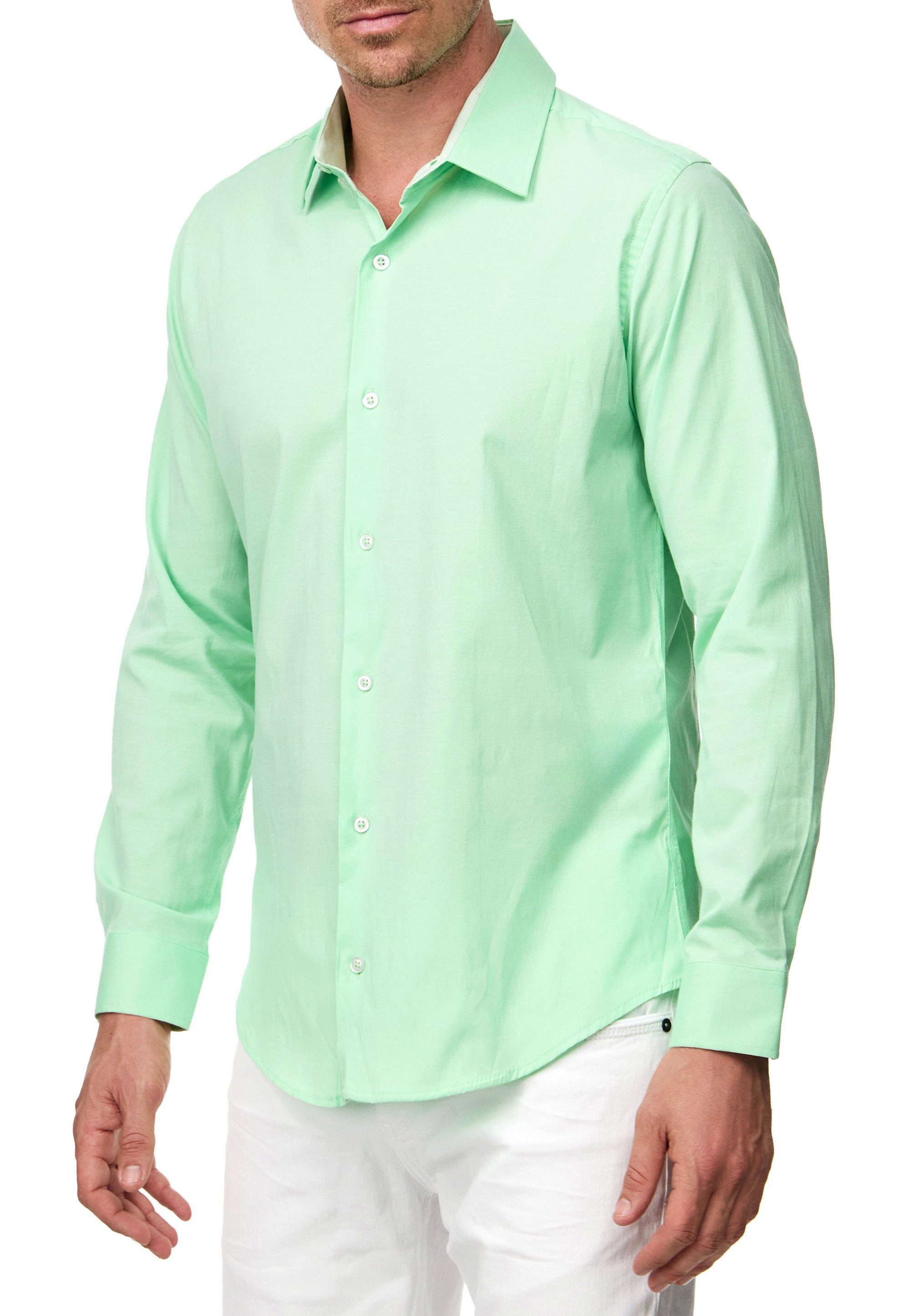 R-NEAL Businesshemd Pastellhemd Herren Slim Fit günstig online kaufen