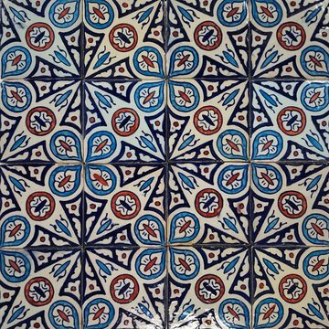 Casa Moro Wandfliese Marokkanische Keramikfliese Elyes handgefertigt und handbemalt HBF8280, Mehrfarbig, Kunsthandwerk aus Marokko