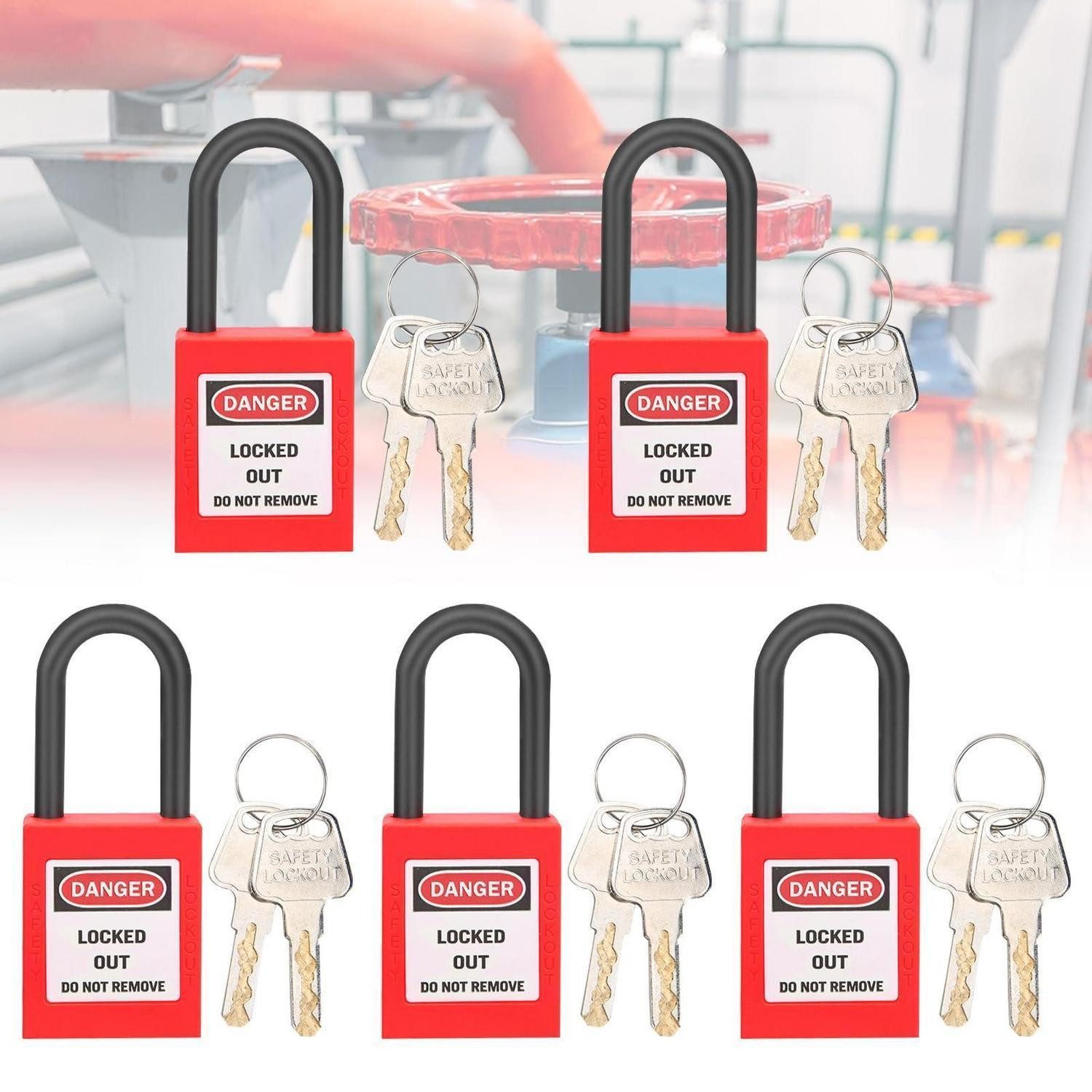 LuxusKollektion Vorhängeschloss Lockout-Tagout Schloss Set Rot 5 Stück