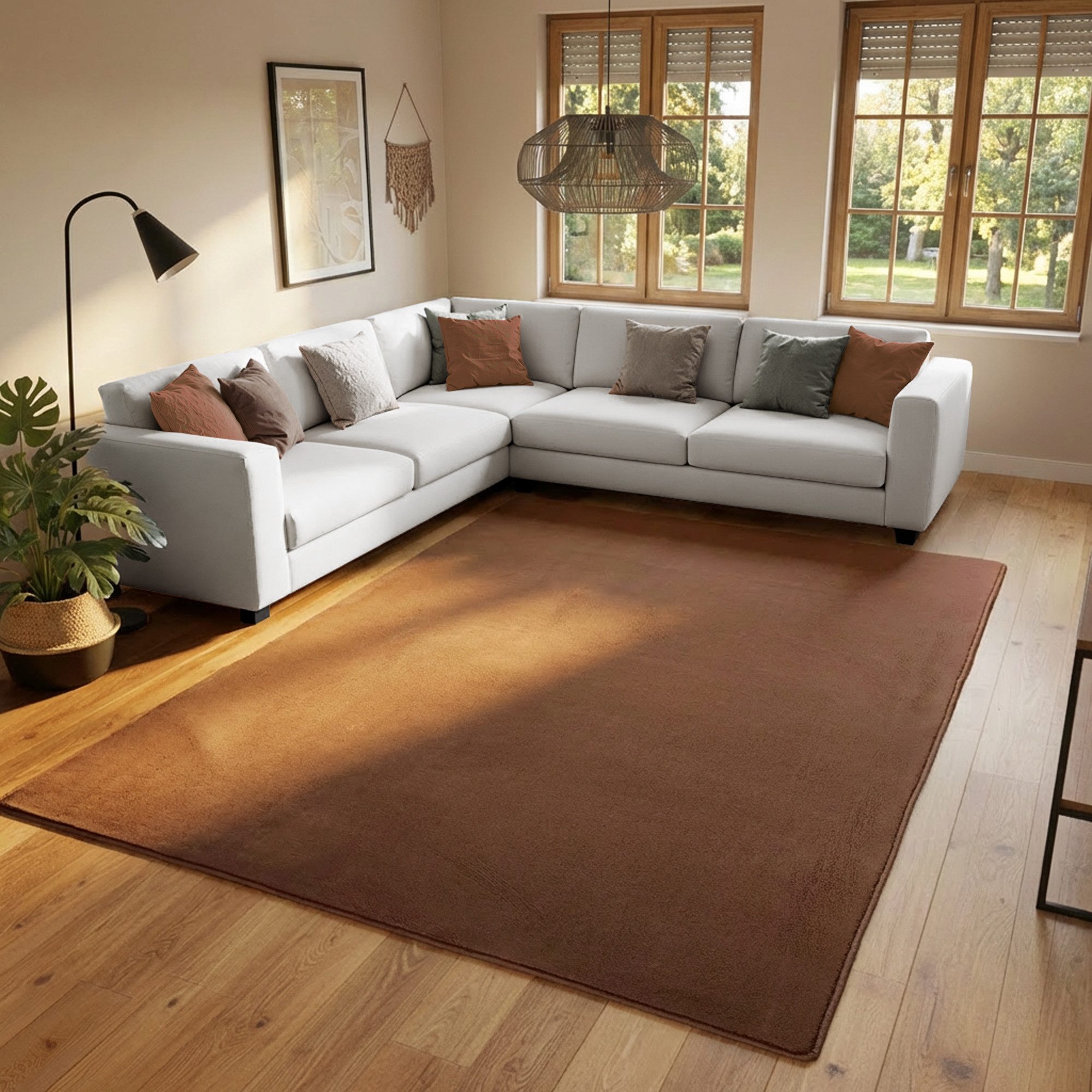 SIMPEX24 Teppich Unicolor - Einfarbig, Läufer, Höhe: 7 mm, Kurzflor Rund Teppich Anti Rutsch Rückseite Waschbar Flauschiger