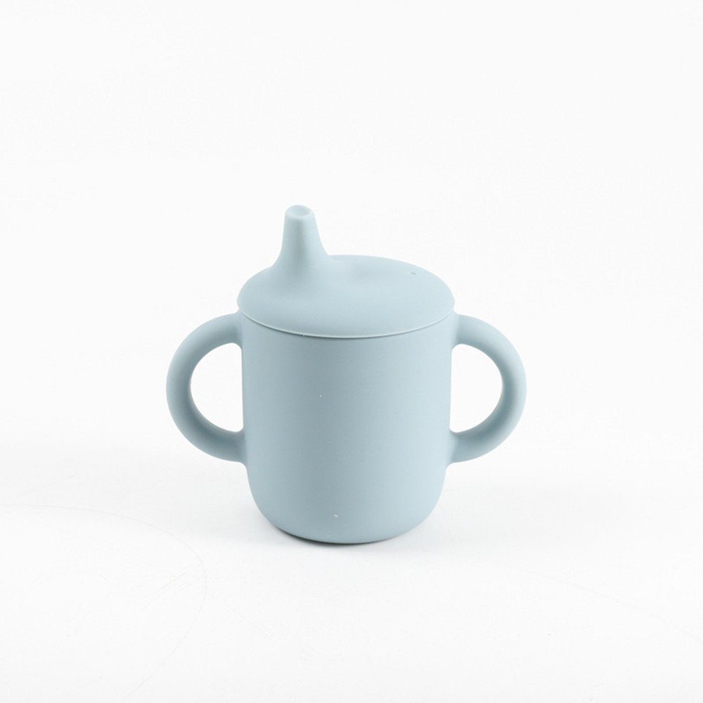 Schnabeltasse mit 2 mit XDeer Silikon Auslaufsicherer Schnabeltasse Baby, für baby, Sippy griff, Stück Deckel, Baby blue+green Schnabelbecher Cup Kindergeschirr-Set