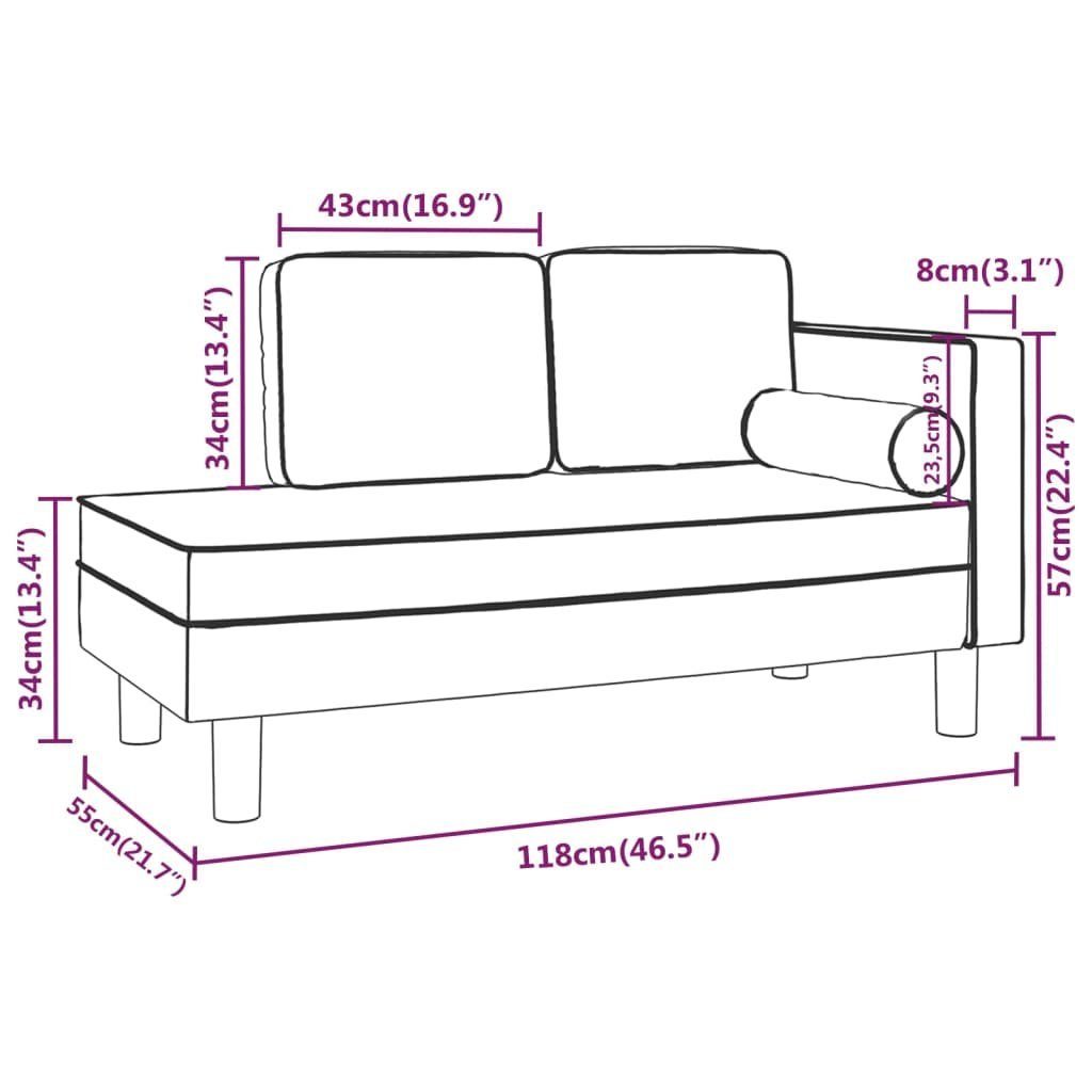 säubern Sofas Cappuccino-Braun zu mit Chaiselongue DOTMALL Möbel Nackenrolle,einfach