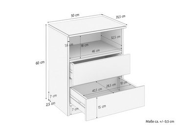 ERST-HOLZ Nachtkommode Nachttisch Schubladenkommode mit zwei Auszügen Buche, 90.20-K45 - Nachttisch Buche