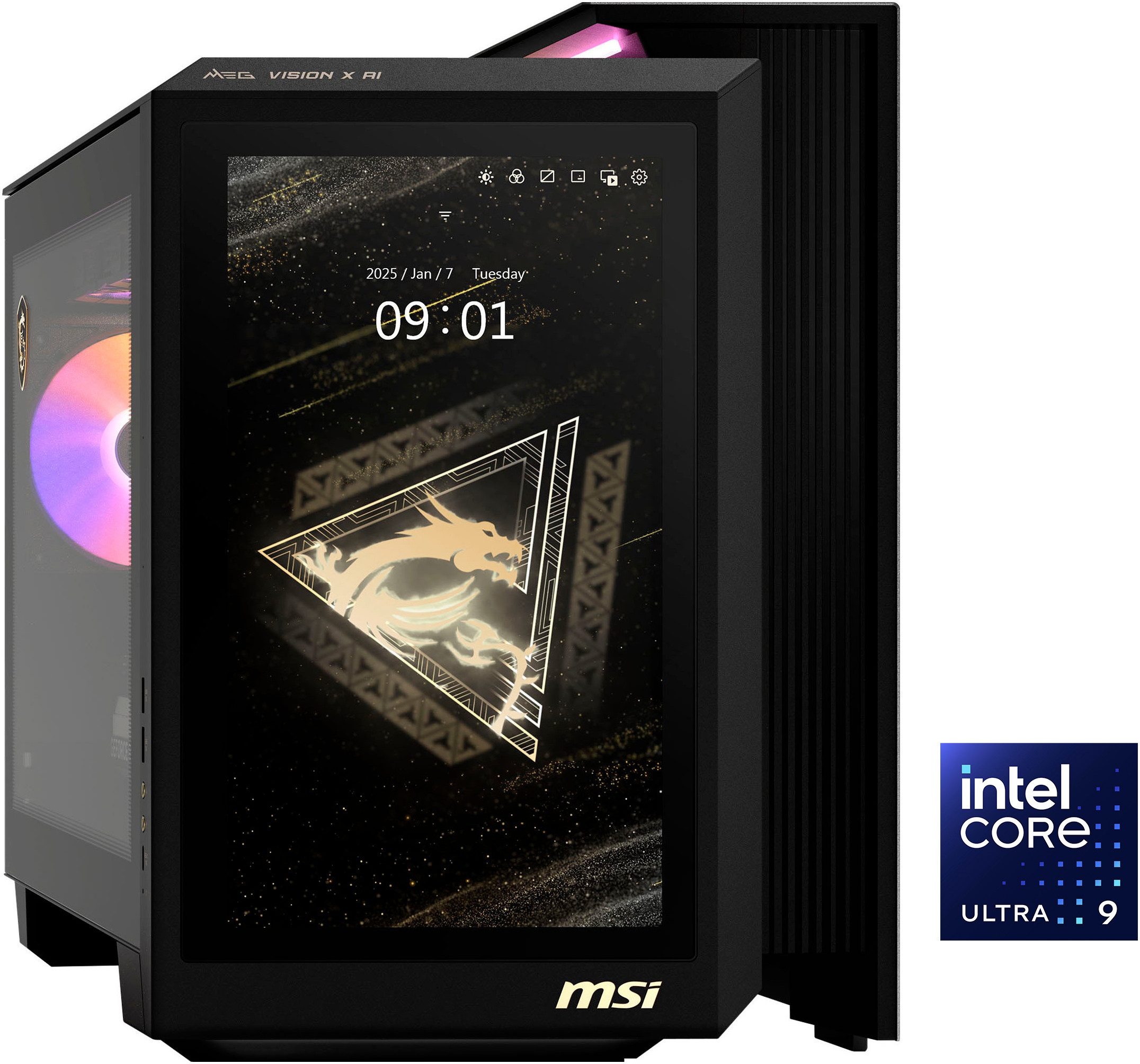 MSI MEG Vision X AI 2NVZ9-233DE Gaming-PC (Intel Core Ultra 9 285K, GeForce RTX 5090, 128 GB RAM, 2000 GB SSD, Flüssigkeitskühlung)