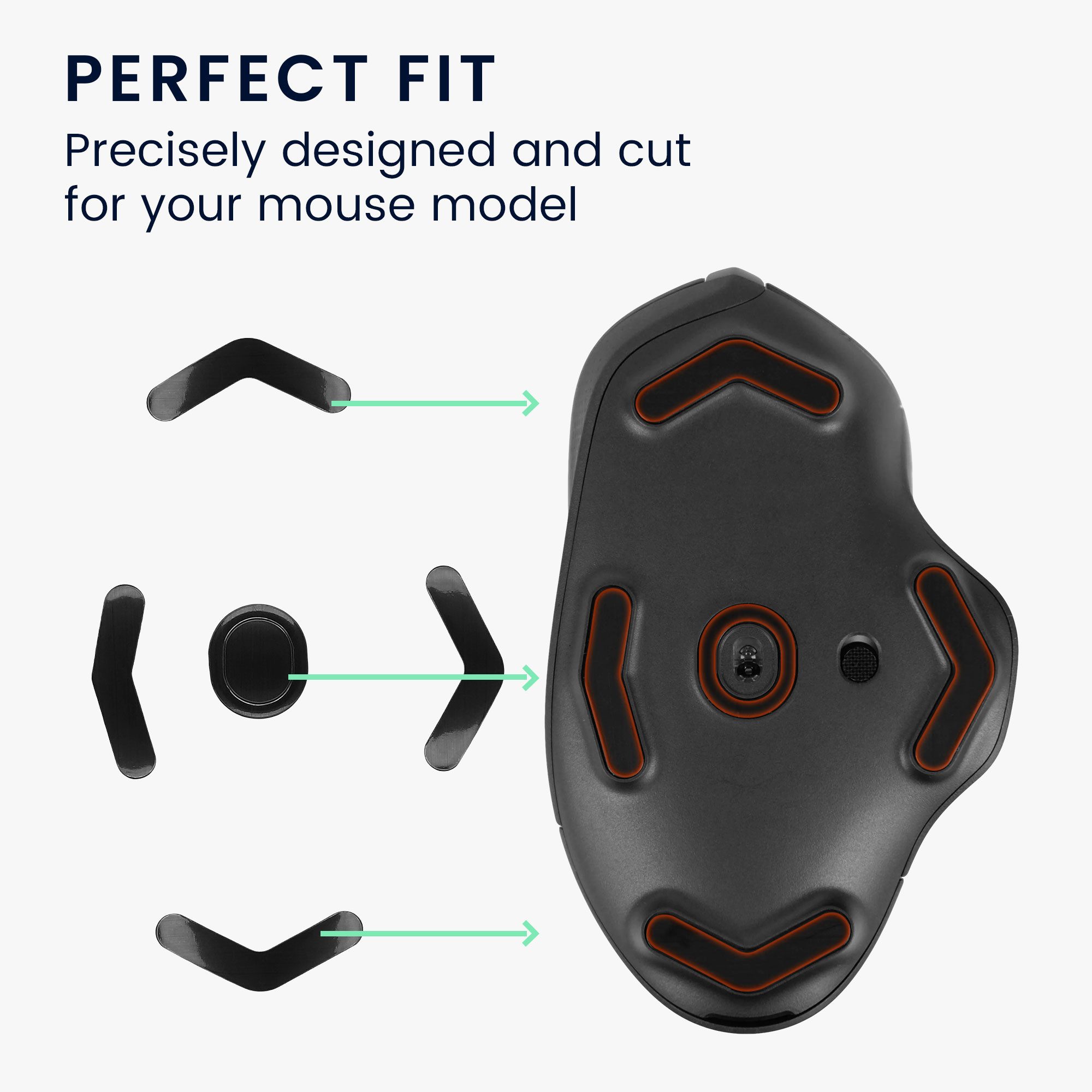 kwmobile Mausfüße Mouse Feet Sticker für Logitech G604 LIGHTSPEED (1-St), Ersatz Glider Mausfüße passgenau - Glides in Schwarz