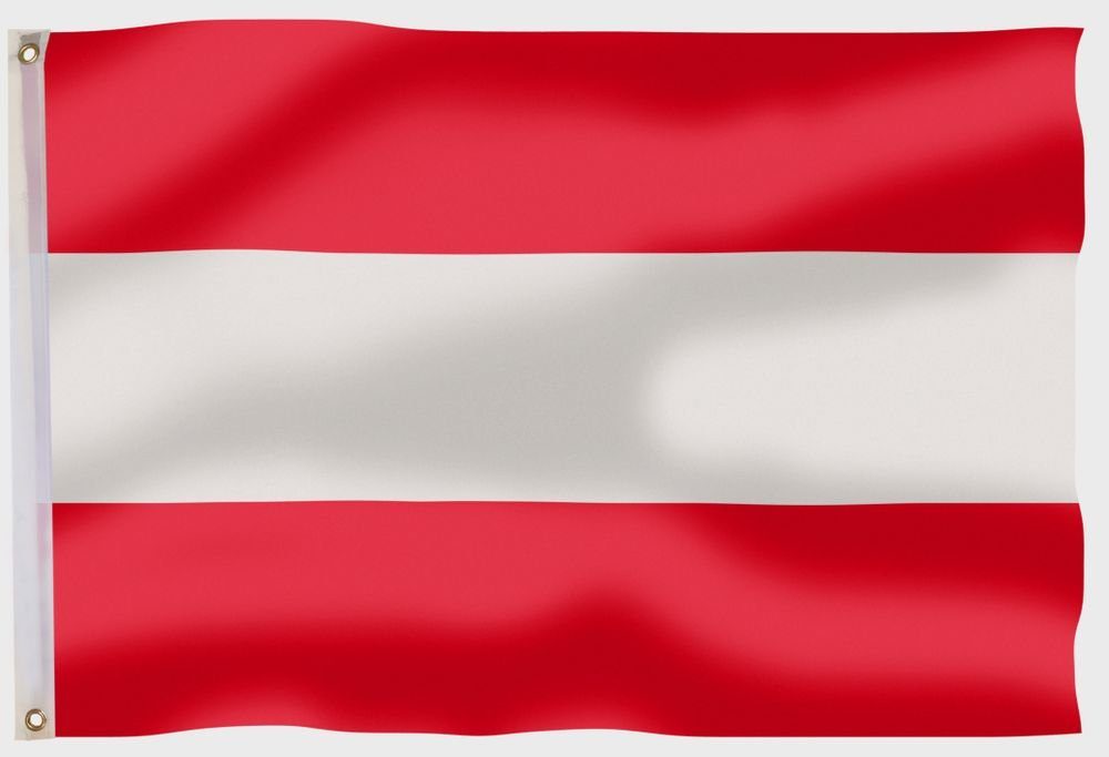 Länderfahnen Fahne 2 für x (Hissflagge 90 Fahnenmast), Flagge PHENO Österreich FLAGS cm Flagge 150 Inkl. Ösen Österreichische Messing
