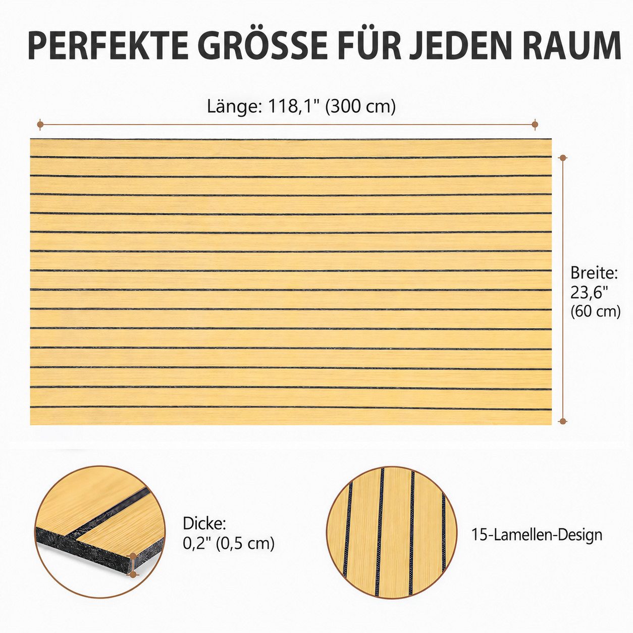 BlingBin Wandpaneel Selbstklebende 3D Wandpaneele, Lamellentapete, Holzlatten-Tapete, BxL: 60x300 cm, 1,8 qm, (3D Wandverkleidung in Rollenform, 1-tlg., wanddek – Bild 3 von 5