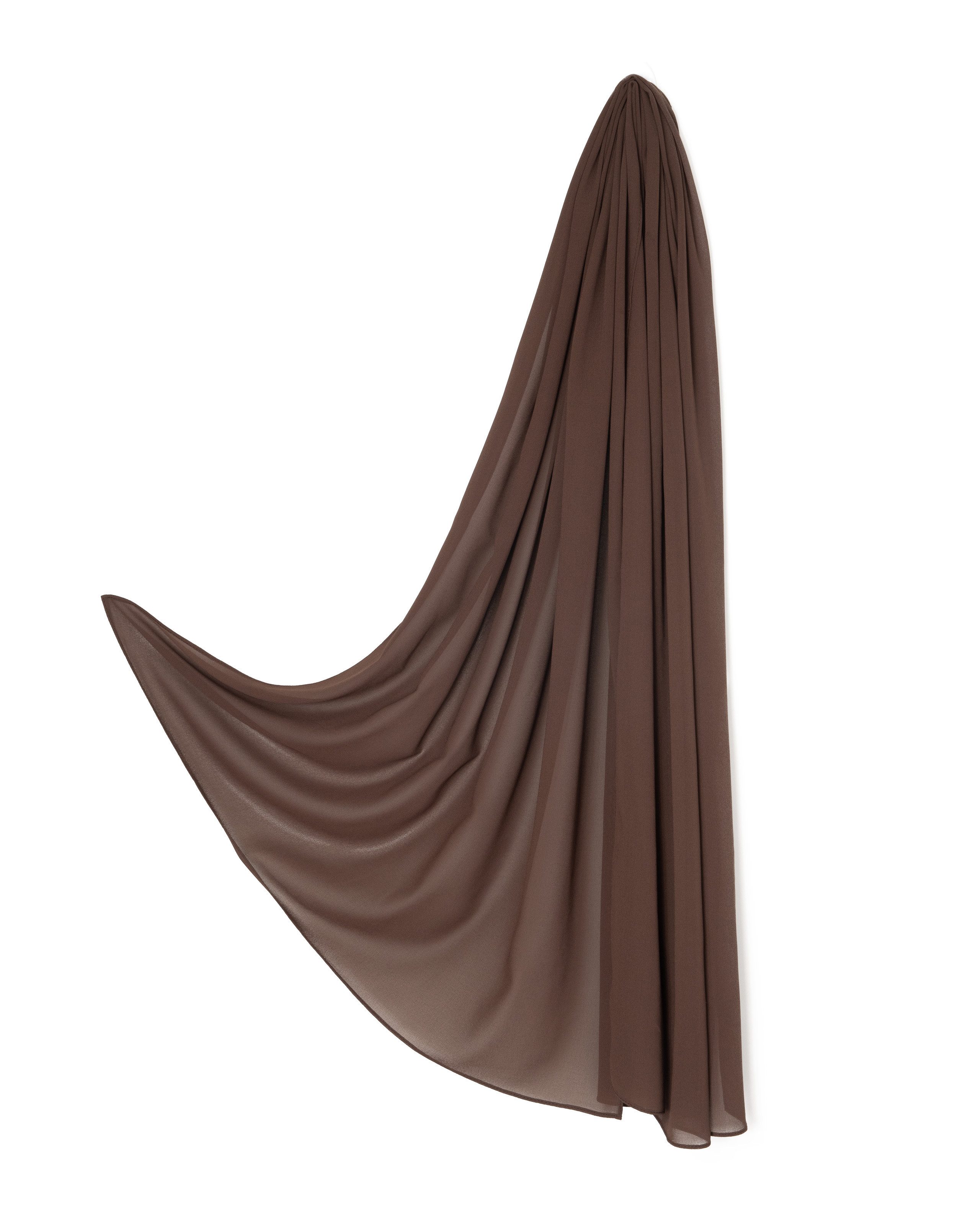 MayTree Modeschal Chiffon Schal Damen Stola Umschlagtuch Abendkleid 70x180, Schokobraun, (Stück, 1-St)