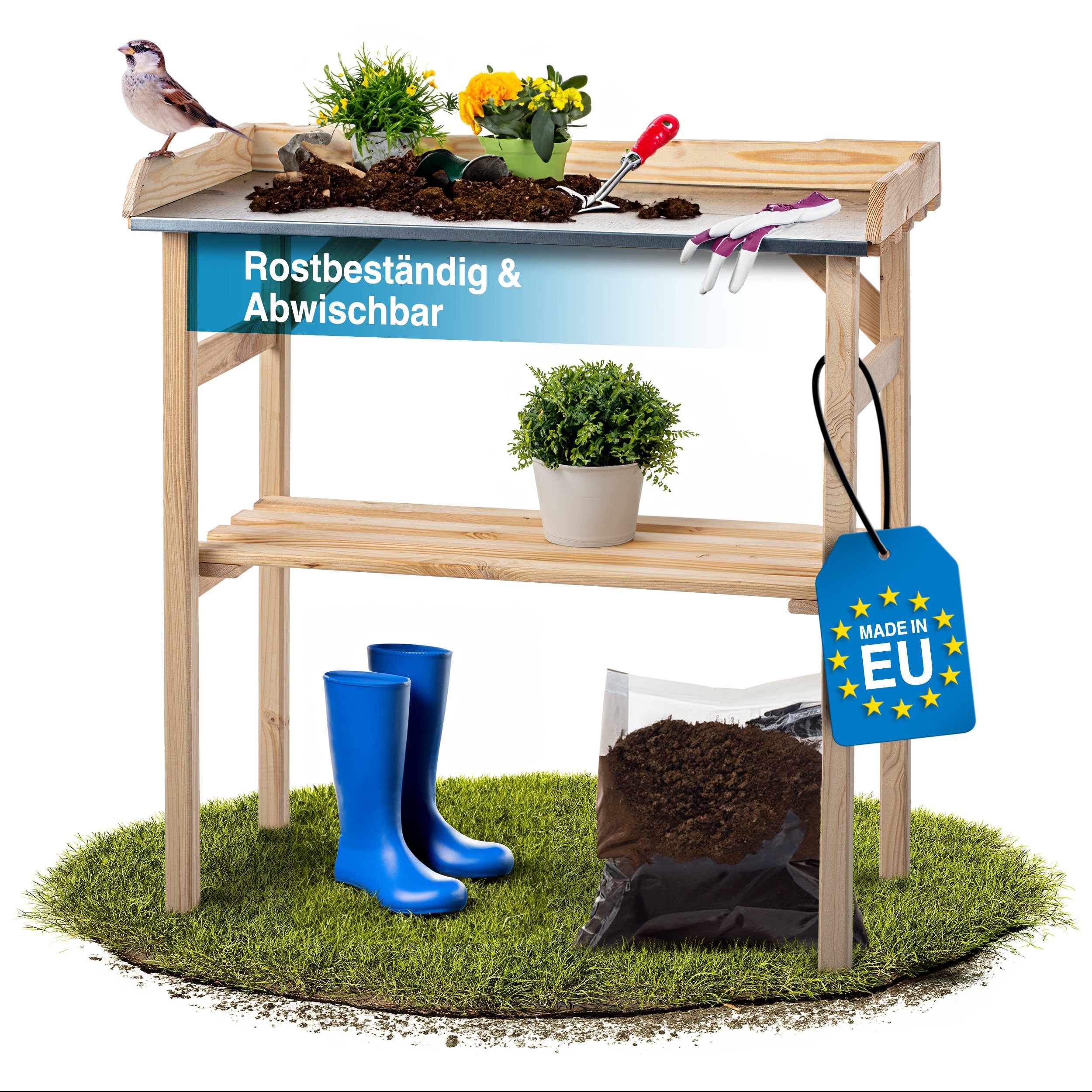 Rellinger Pflanztisch Outdoor wetterfest [LANGLEBIG & ROBUST] inkl