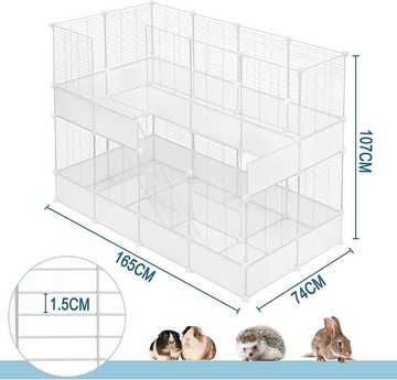 EUGAD Freigehege, Käfig mit Treppe für Kaninchen Indoor, Weiß 165x107x74cm
