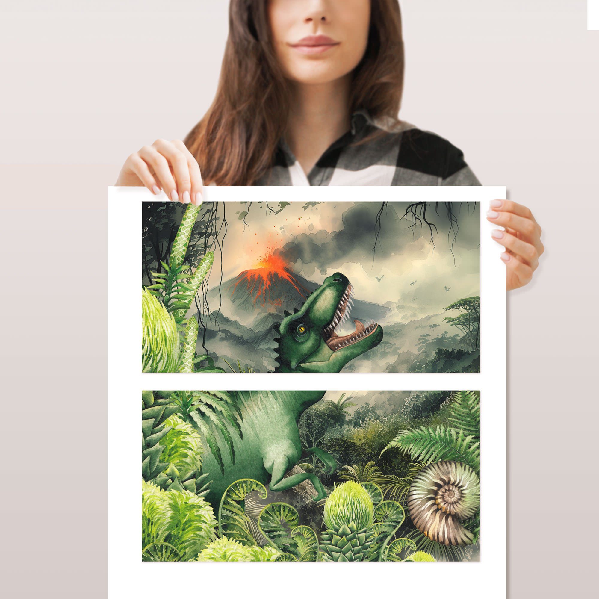 Sunnywall Möbelfolie passend für IKEA Malm Kommode Schrankfolie Aufkleber mit T-Rex Motiv, blasenfreie selbstklebende Folie (SCHRANK NICHT INKLUSIVE)