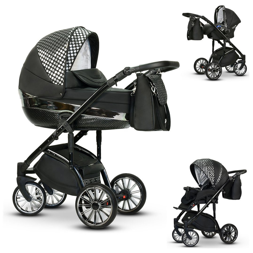 babies-on-wheels Kombi-Kinderwagen Luxus Kinderwagen 3 in 1 Vip Lux inkl.  Autositz - 12 Teile - von Geburt bis 4 Jahre in 16 Farben