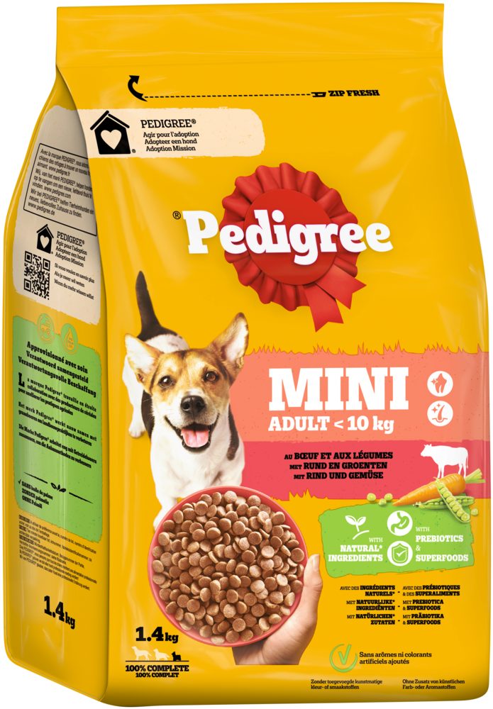 Pedigree PEDIGREE® Beutel Adult <10kg mit Rind und Gemüse 6 x 1,4kg, Trockenfutter für: Hunde