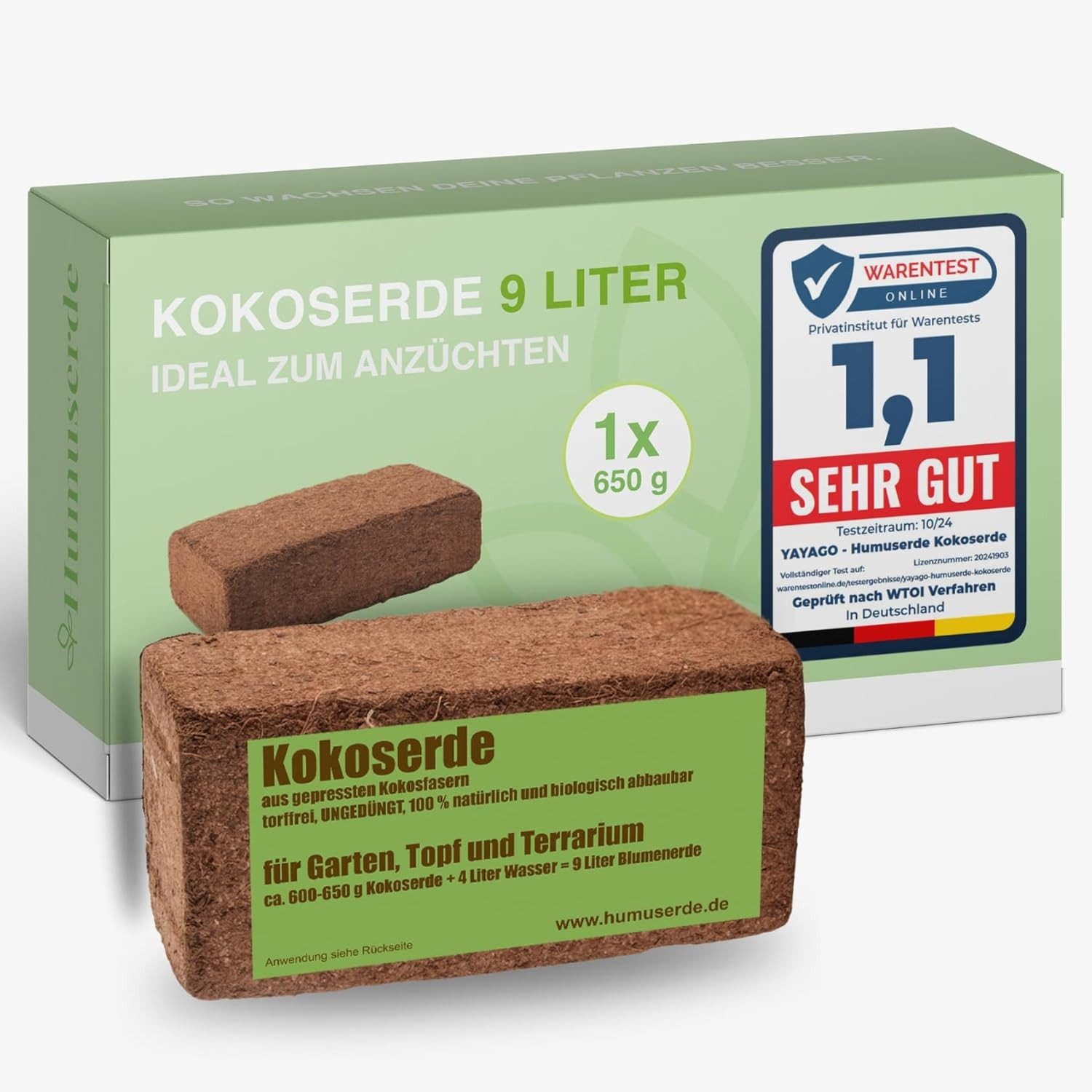 yayago Blumenerde yayago Kokoserde Humuserde gepresste Blumenerde Ziegel Terrarium, Gepresste Kokoserde für 9, 18, 54, 90, 108 oder 216 Liter Erde