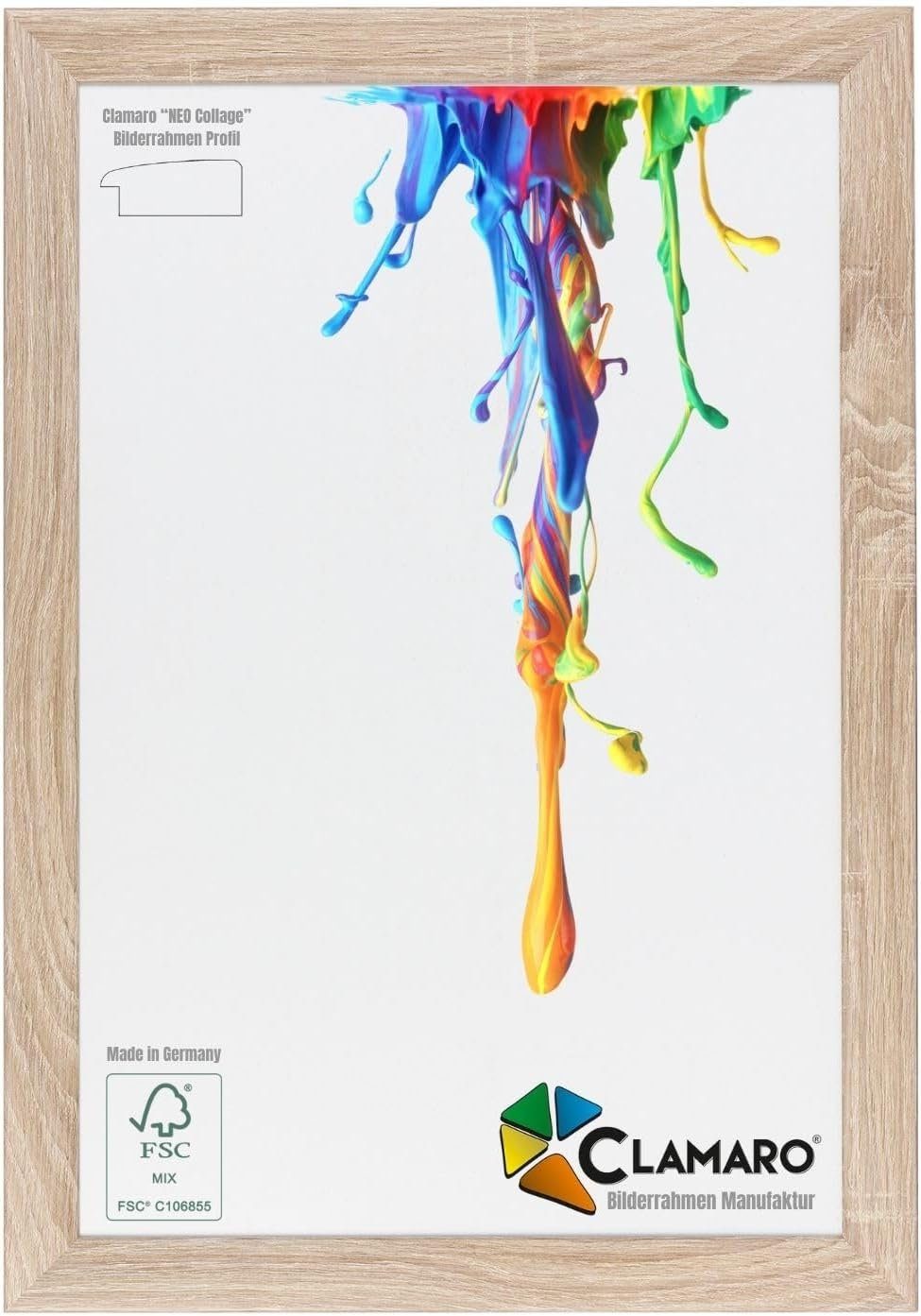 Clamaro Bilderrahmen, Bilderrahmen Eiche Sonoma Neo Collage nach Maß modern Holz